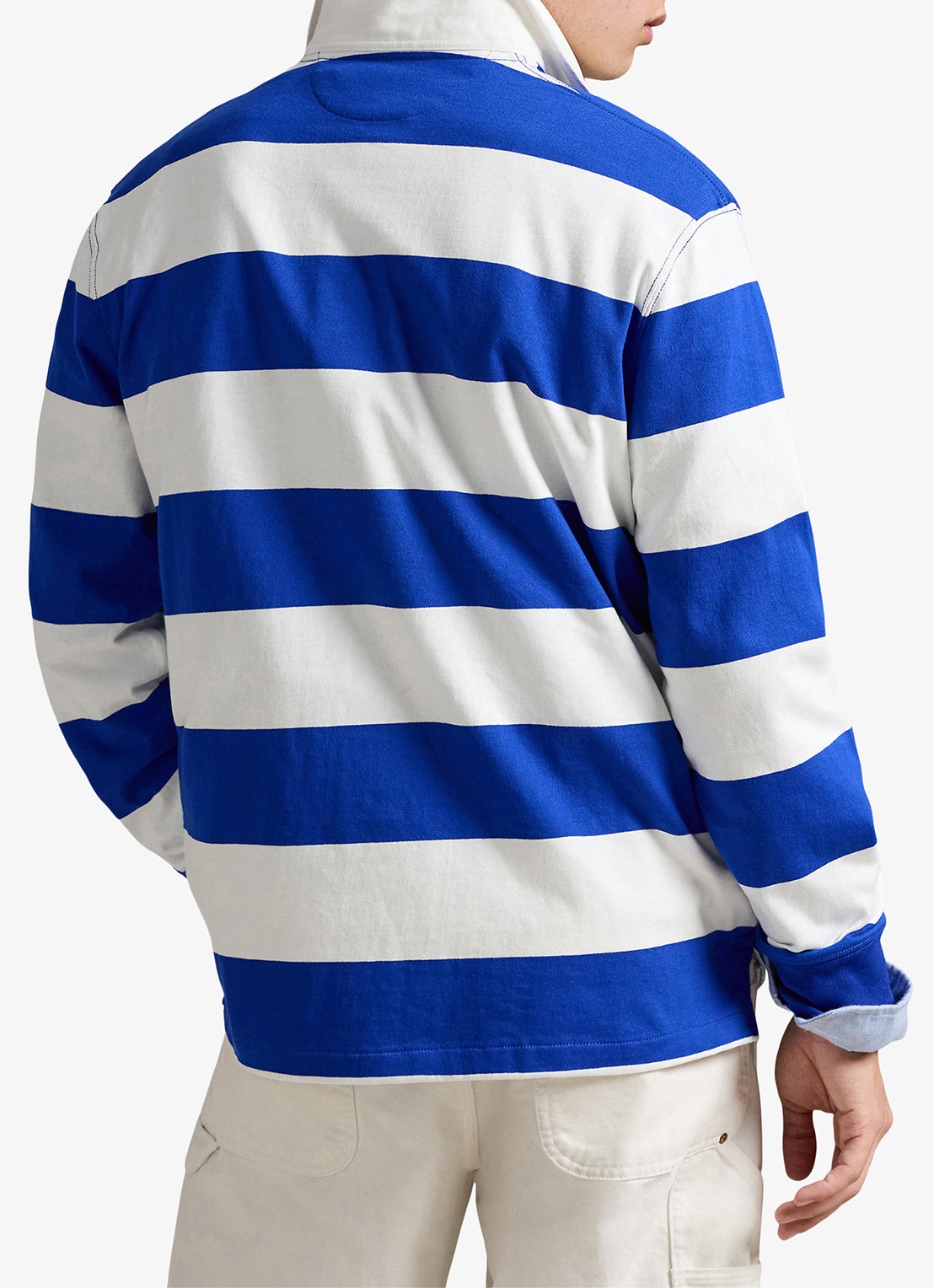 Ralph Lauren Regular fit polo met logo en streepprint - achterkant donkerblauw
