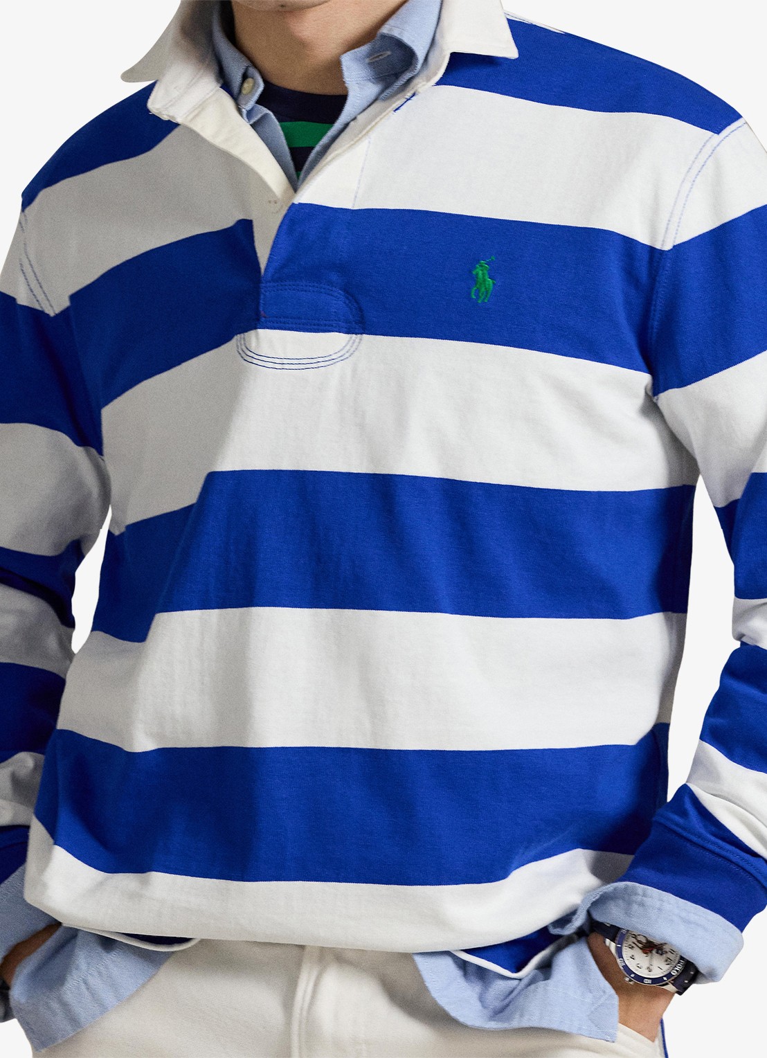 Ralph Lauren Regular fit polo met logo en streepprint - detail 3 donkerblauw