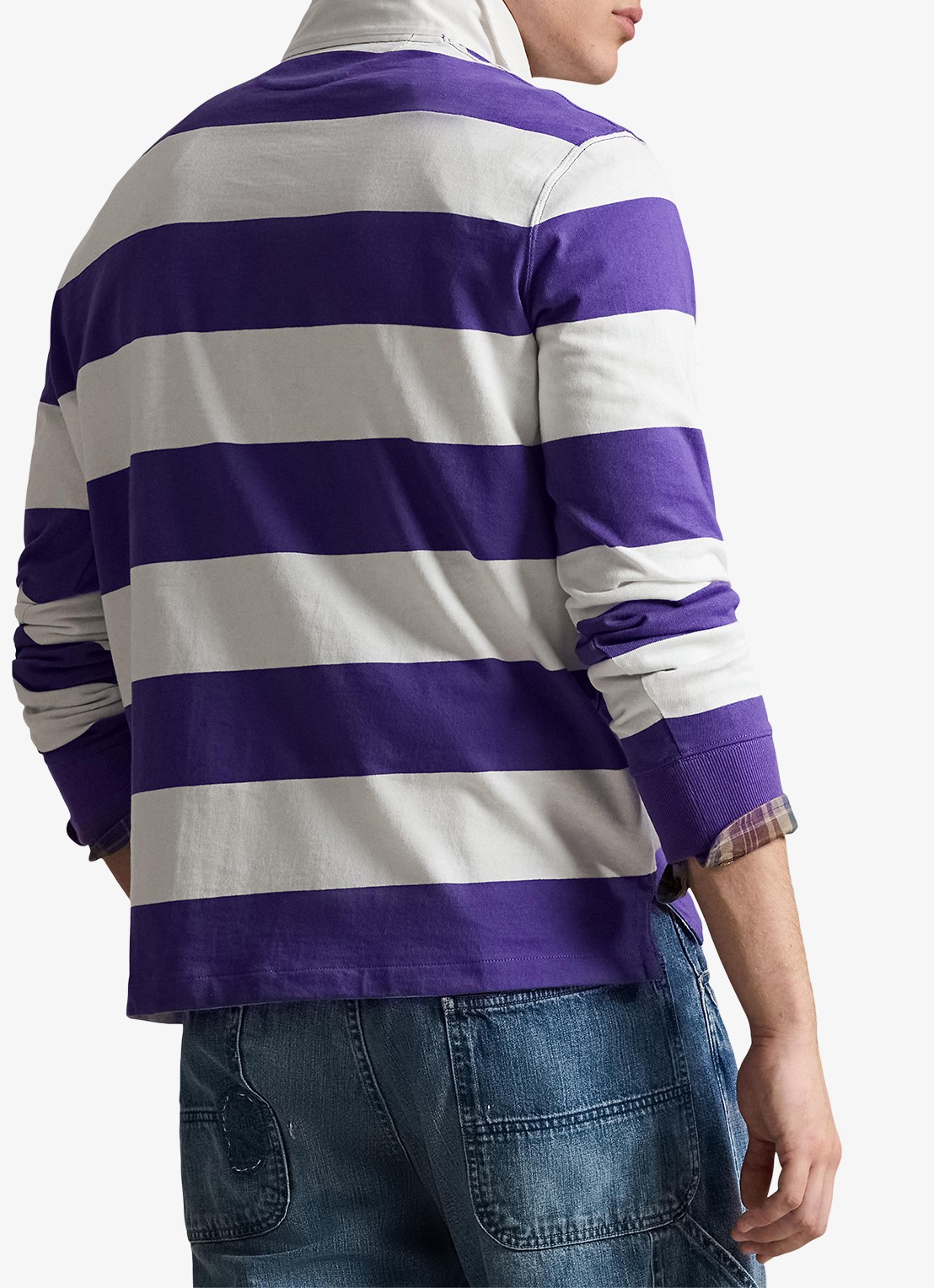 Ralph Lauren Regular fit polo met logo en streepprint - achterkant paars