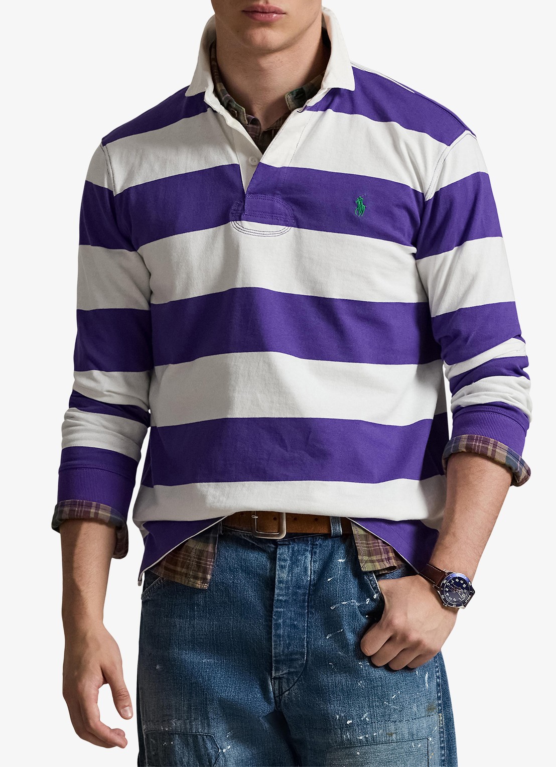 Ralph Lauren Regular fit polo met logo en streepprint - detail 4 paars