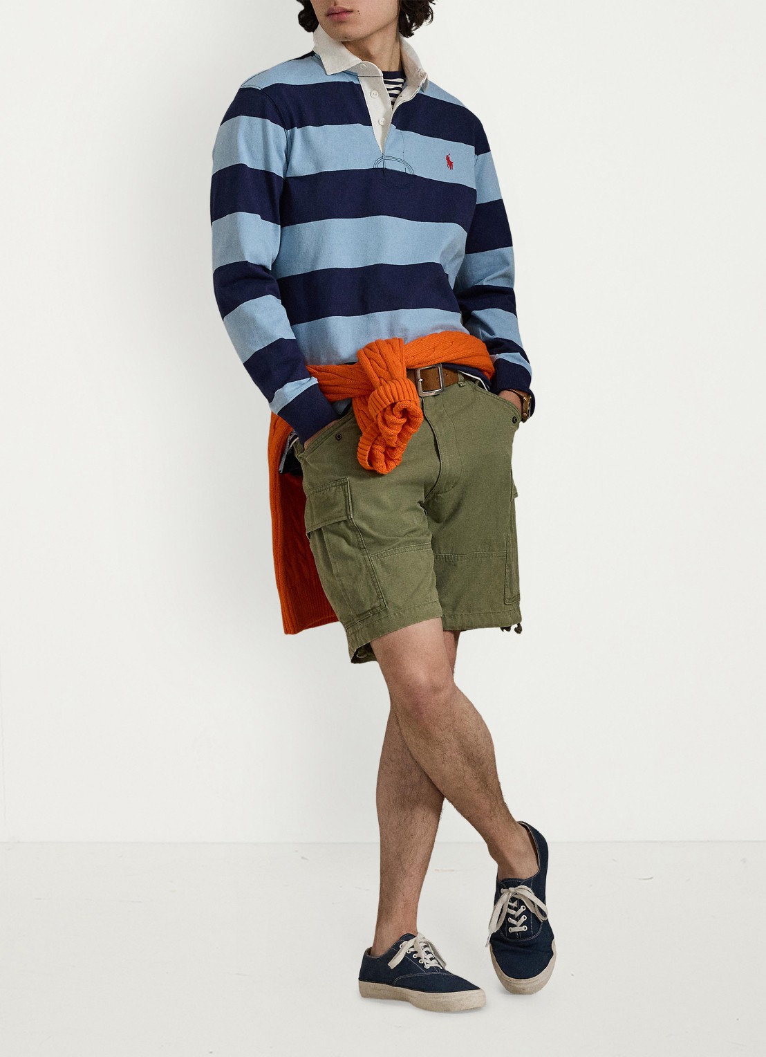 Ralph Lauren Regular fit polo met logo en streepprint - detail powder blue