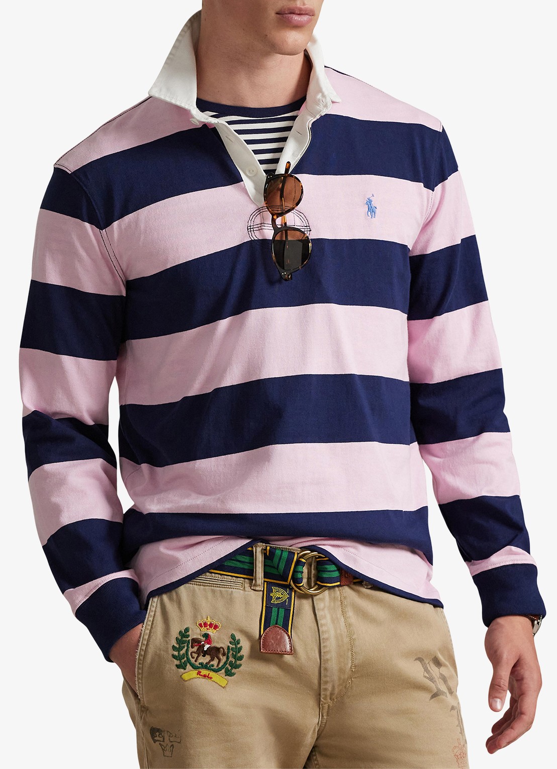 Ralph Lauren Regular fit polo met logo en streepprint - detail 4 carmel pink