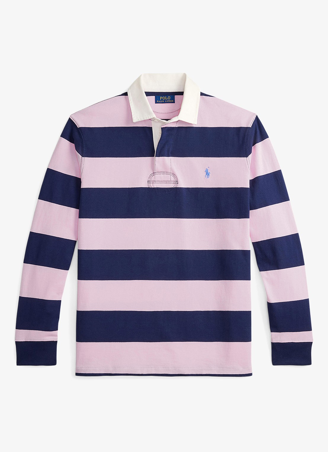 Ralph Lauren Regular fit polo met logo en streepprint - voorkant carmel pink