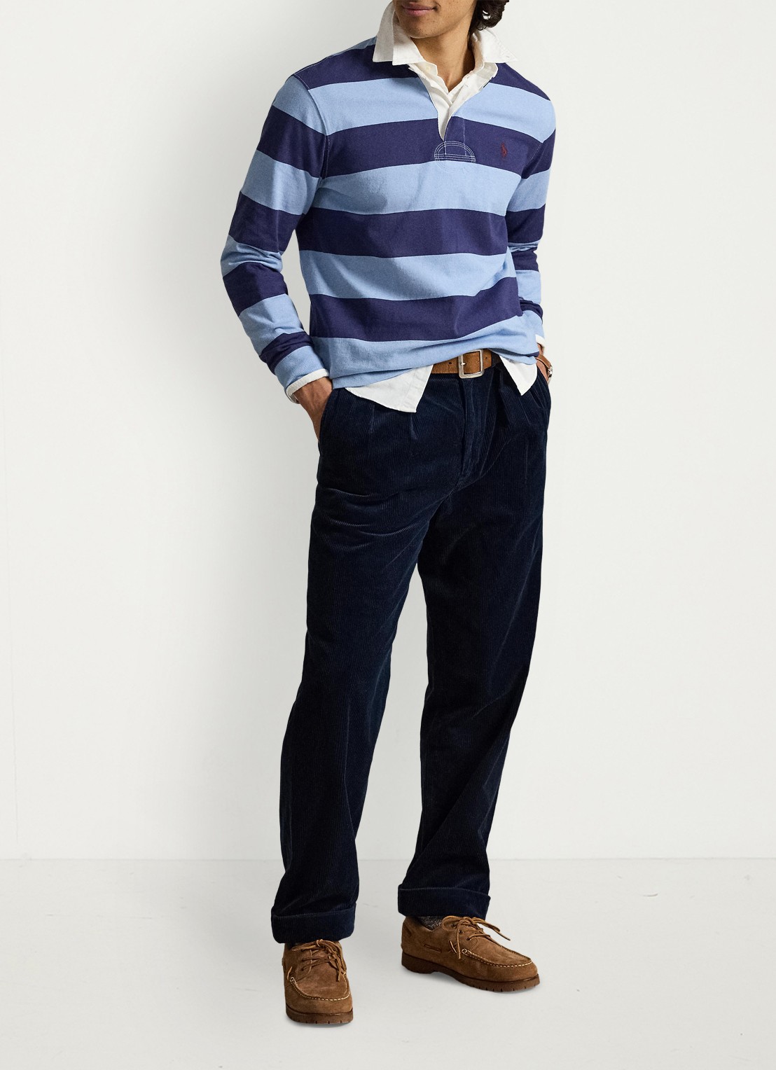 Ralph Lauren Regular fit polo met logo en streepprint - detail chmry blu/bthus nvy / donkerblauw