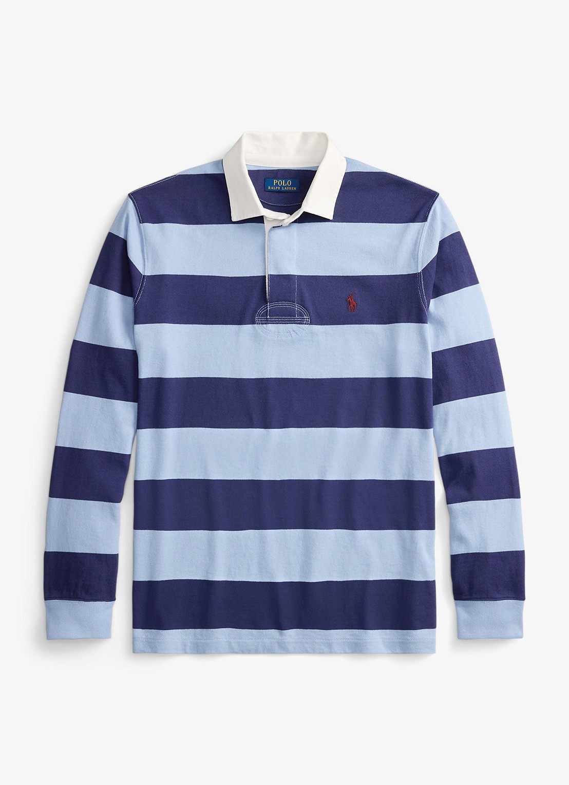 Ralph Lauren Regular fit polo met logo en streepprint - voorkant 4 chmry blu/bthus nvy / donkerblauw