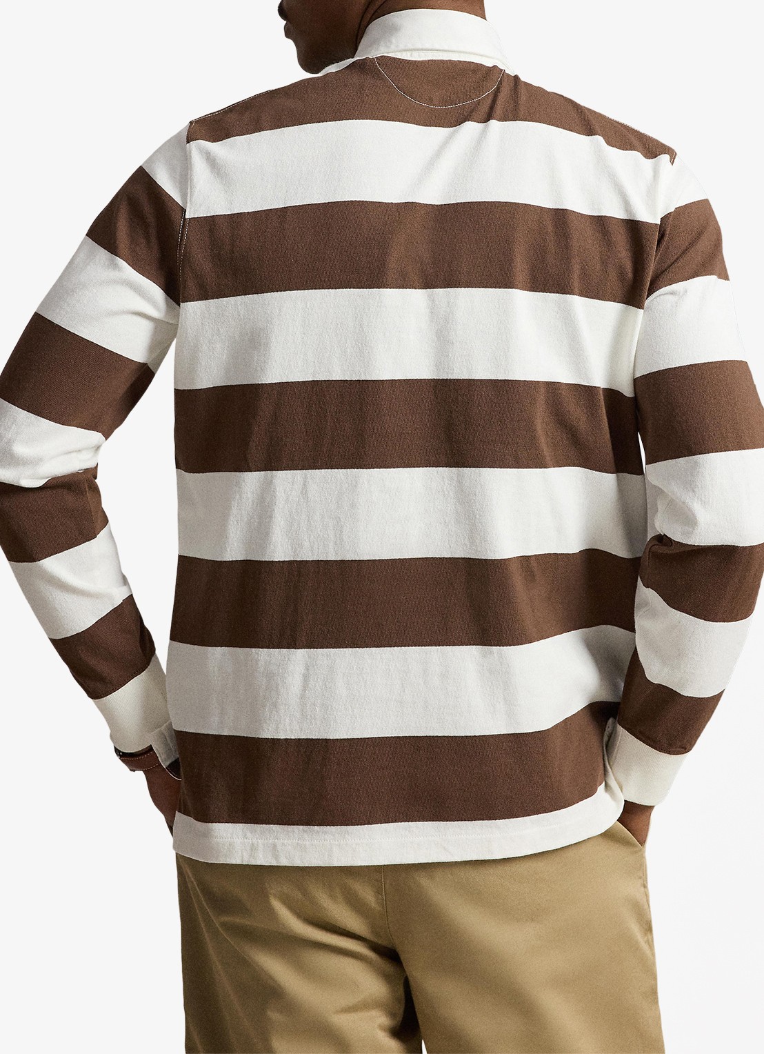 Ralph Lauren Regular fit polo met logo en streepprint - achterkant 5 trphy crm/choclate brwn / bruin