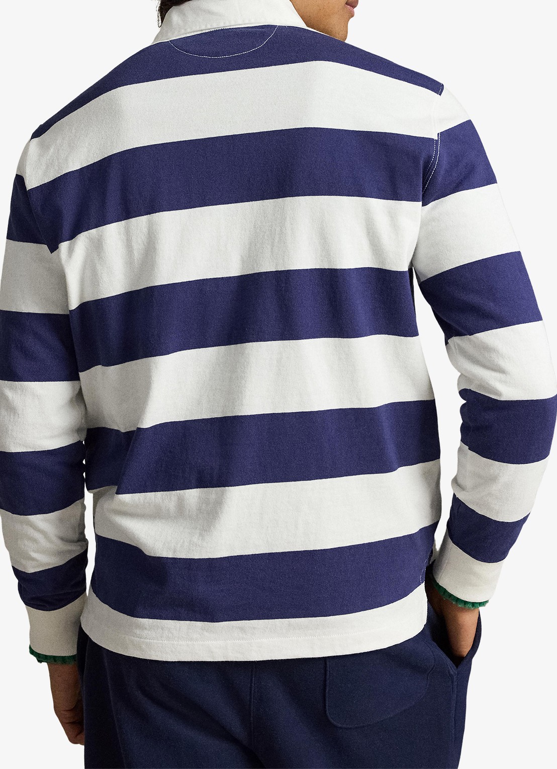 Ralph Lauren Regular fit polo met logo en streepprint - achterkant 5 trphy crm/bthus nvy / donkerblauw