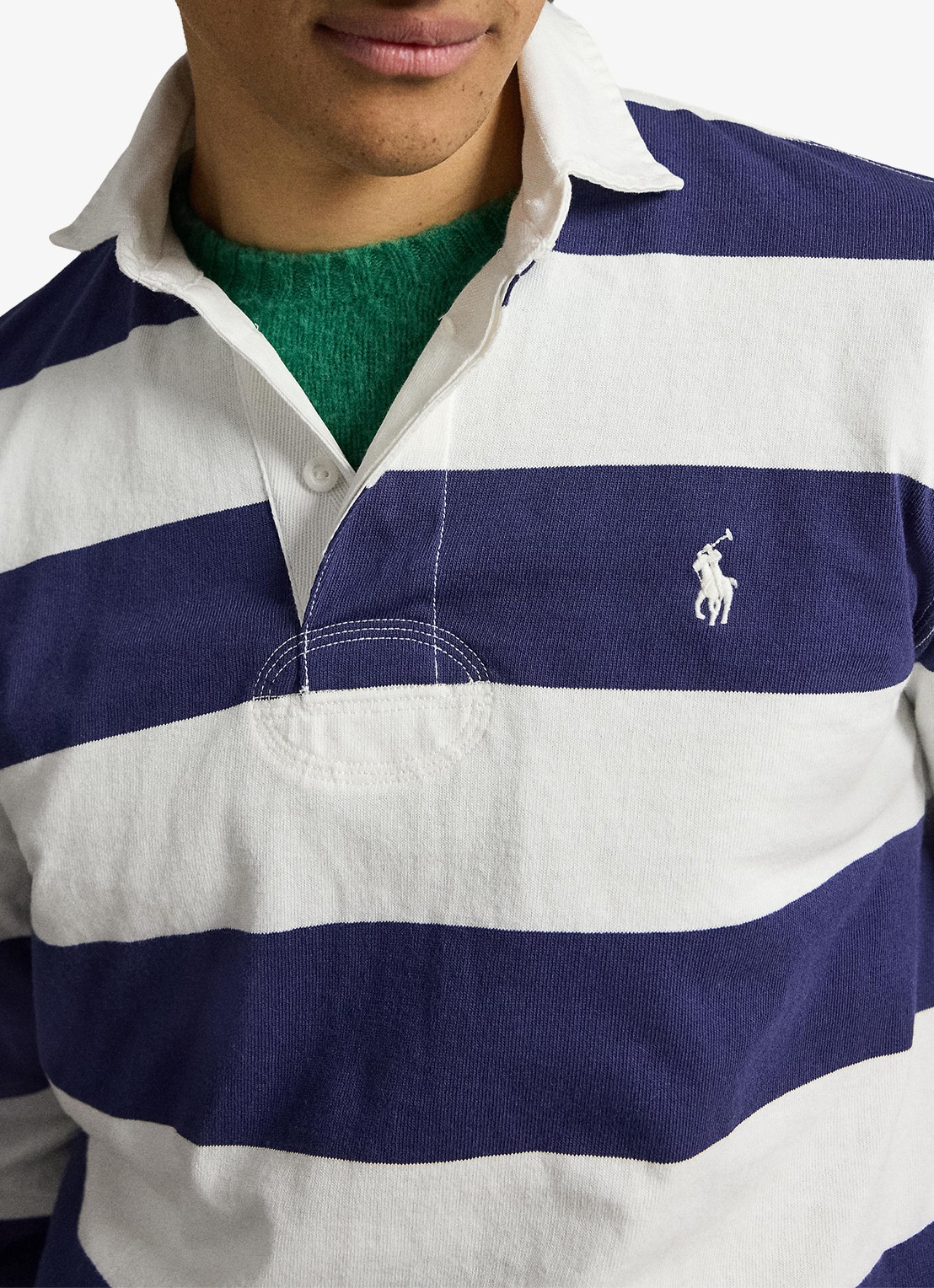Ralph Lauren Regular fit polo met logo en streepprint - detail 4 trphy crm/bthus nvy / donkerblauw