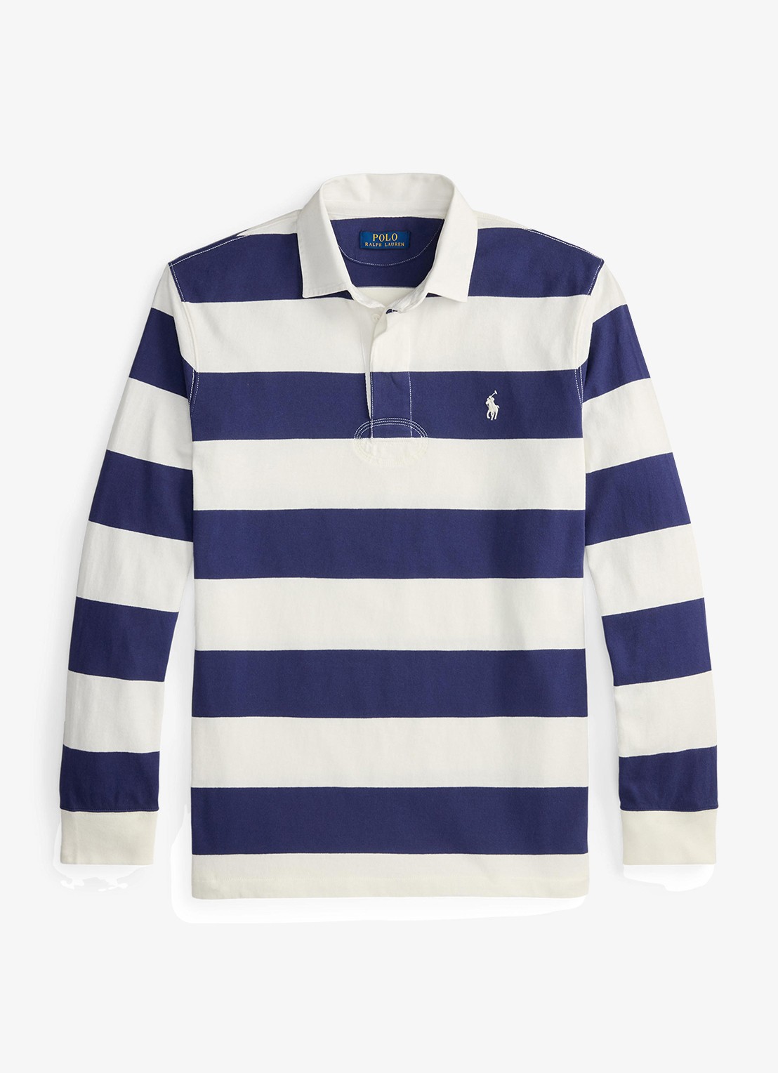 Ralph Lauren Regular fit polo met logo en streepprint - voorkant trphy crm/bthus nvy / donkerblauw