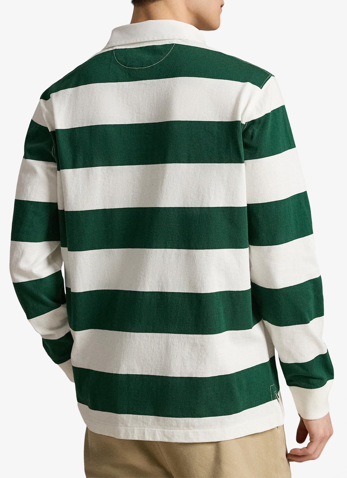 Ralph Lauren Regular fit polo met logo en streepprint - achterkant 5 trphy crm/nw forest / groen