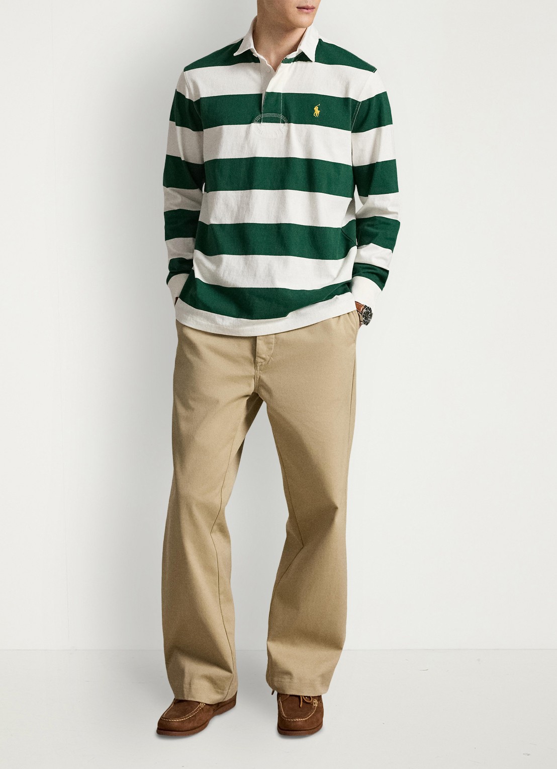 Ralph Lauren Regular fit polo met logo en streepprint - detail 3 trphy crm/nw forest / groen