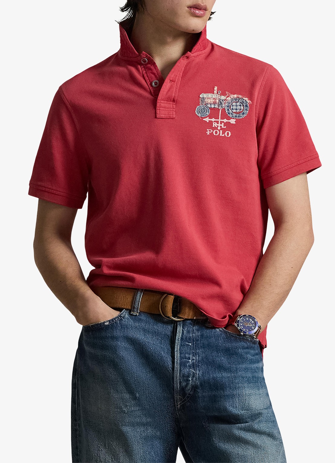 Ralph Lauren Regular fit polo met logo - detail 4 sunride red / rood