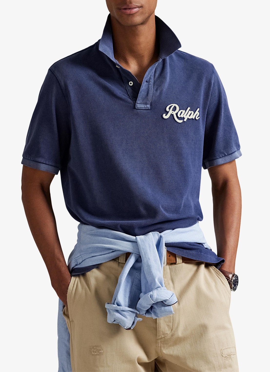 Ralph Lauren Regular fit polo met logoborduring - detail 3 dark cobalt/white / kobaltblauw