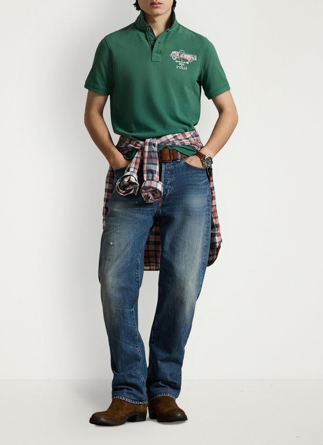 Ralph Lauren Regular fit polo met logoborduring - voorkant 5 groen
