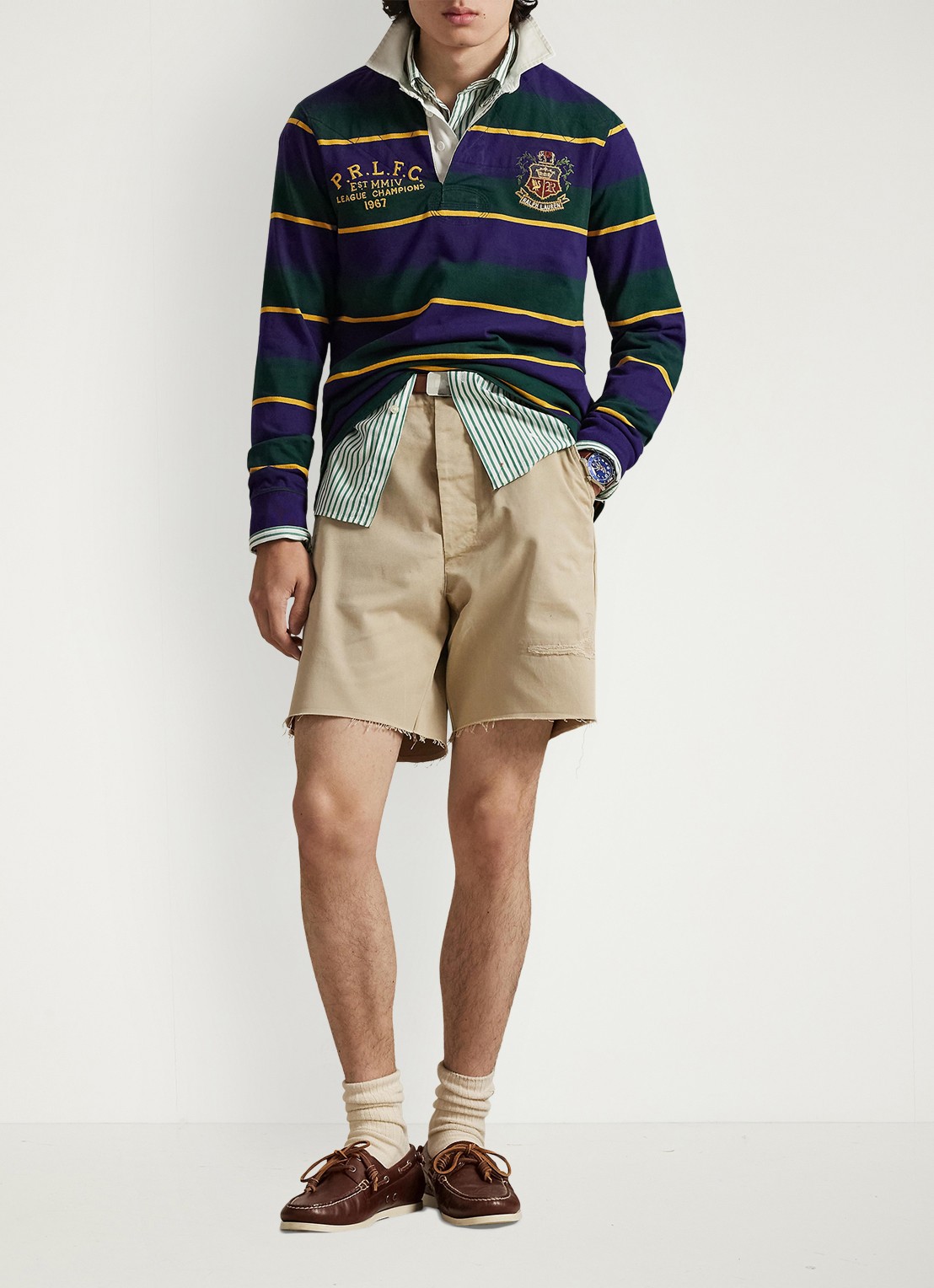 Ralph Lauren Regular fit polo met streepprint - voorkant 5 branford purple multi-3yl4