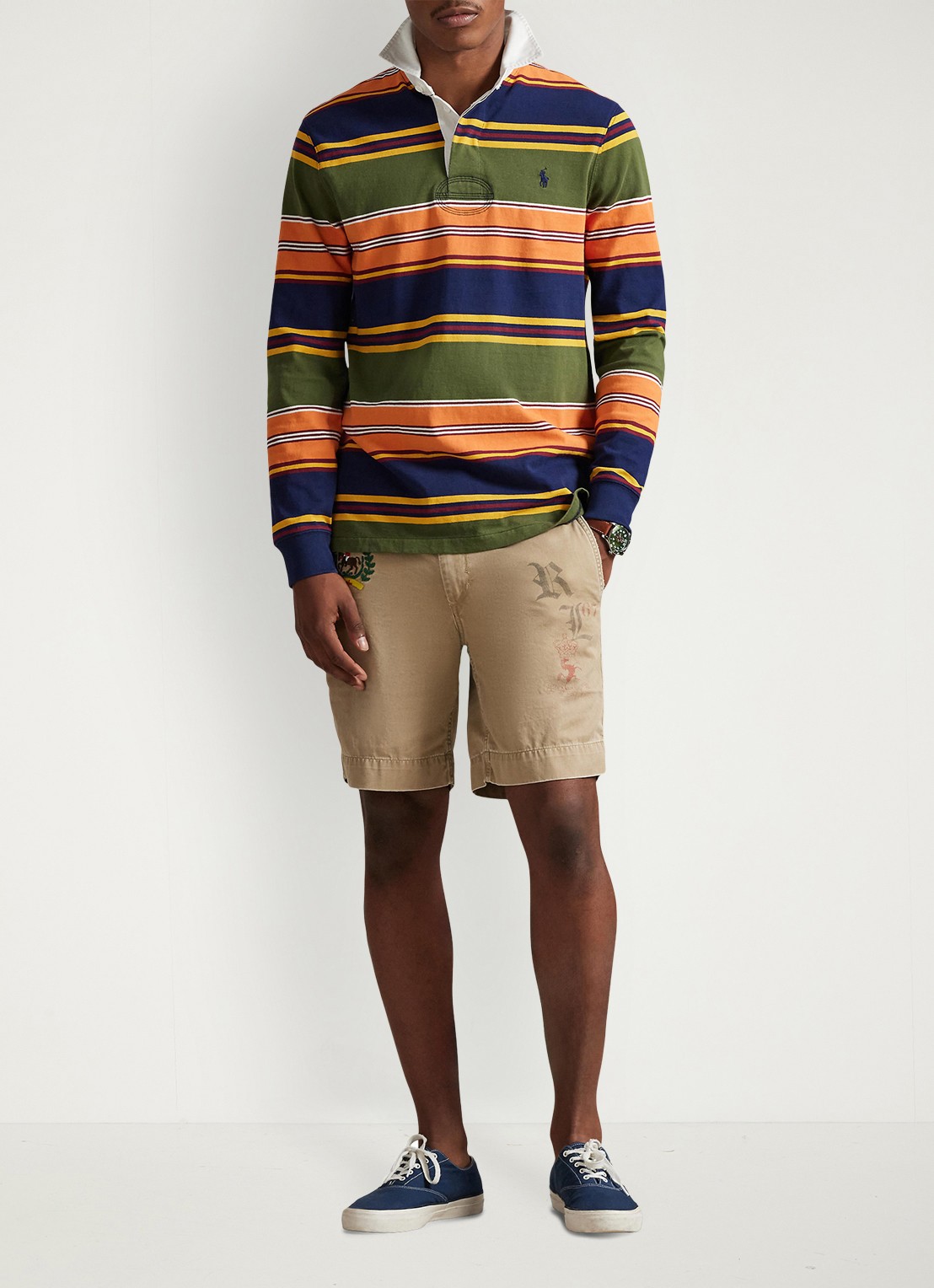 Ralph Lauren Regular fit polo met streepprint - voorkant 2 supply olive multi-3fjr