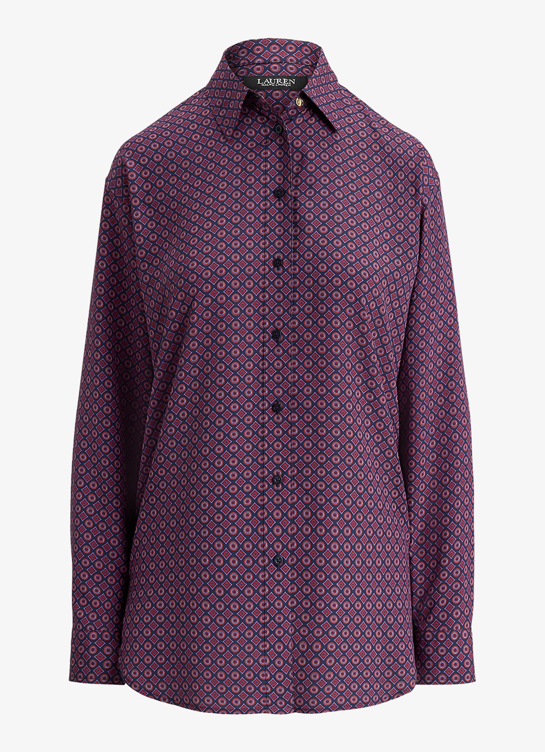 Ralph Lauren Relaxed fit blouse met grafische print - voorkant navy multi / donkerrood