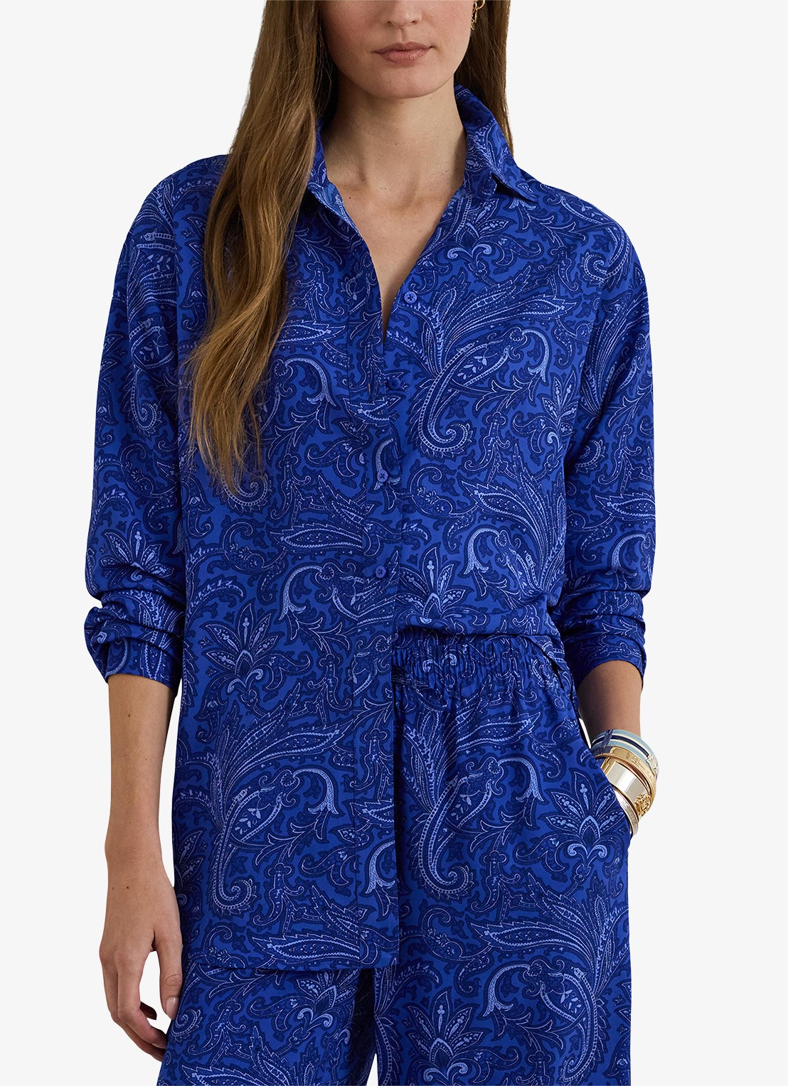 Ralph Lauren Relaxed fit blouse met paisley print  - detail 3 blue multi / blauw