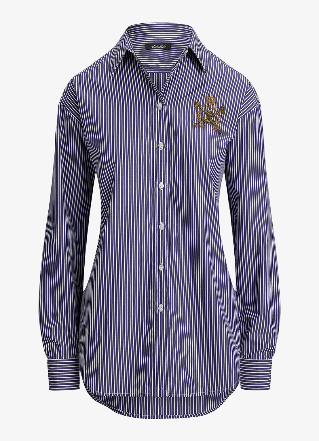 Ralph Lauren Relaxed fit blouse met streepprint - voorkant 2 blue , white / blauw , wit