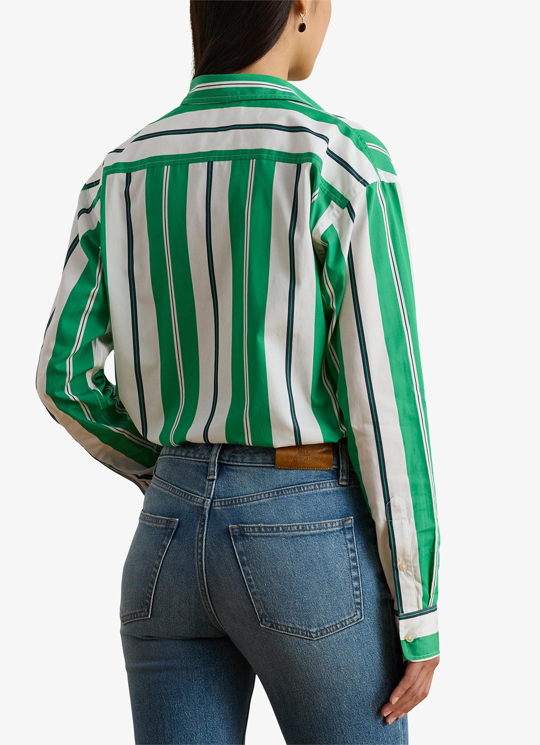 Ralph Lauren Relaxed fit blouse met streepprint - achterkant green, blue, white / groen, blauw, wit