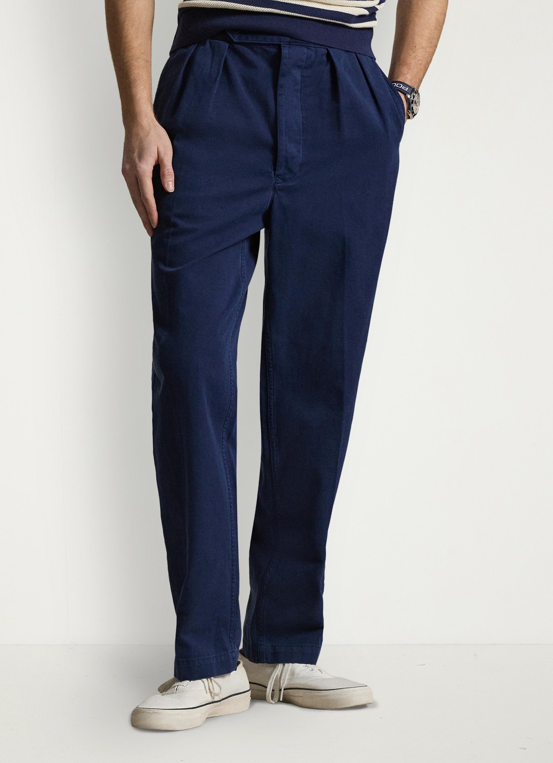 Ralph Lauren Relaxed fit chino met plooidetails - detail 2 dark cobalt-48ms