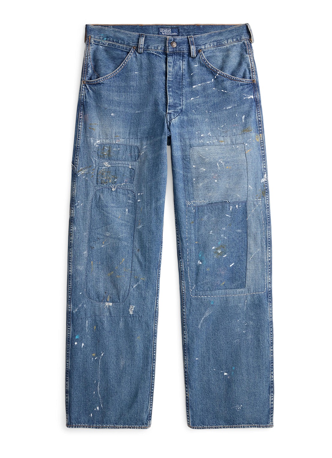 Ralph Lauren Relaxed fit jeans met patchwork - voorkant 4 huddlestone / indigo