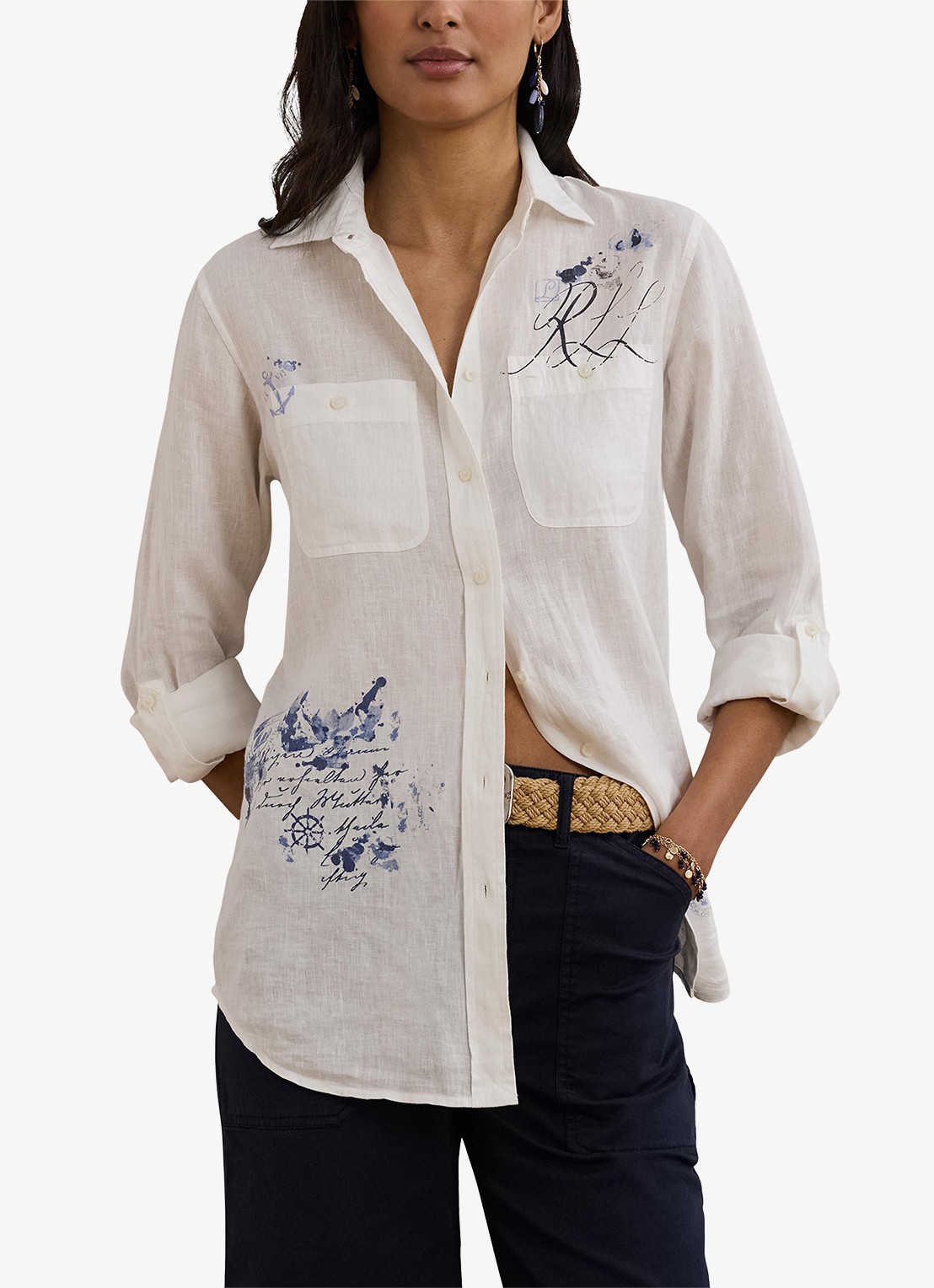 Ralph Lauren Relaxed fit overhemd met oprolbare mouw - detail 4 white / wit