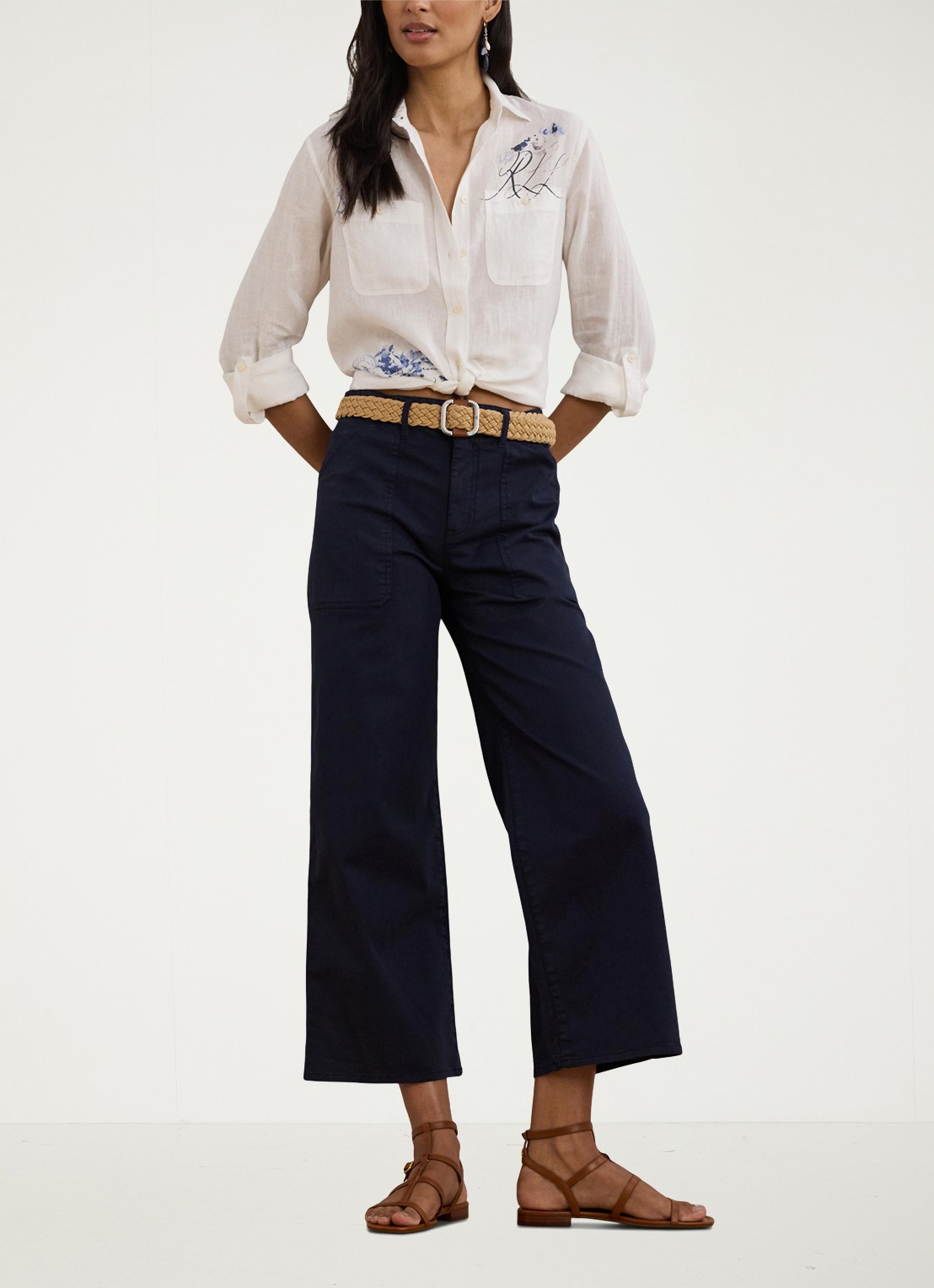 Ralph Lauren Relaxed fit overhemd met oprolbare mouw - voorkant 3 white / wit