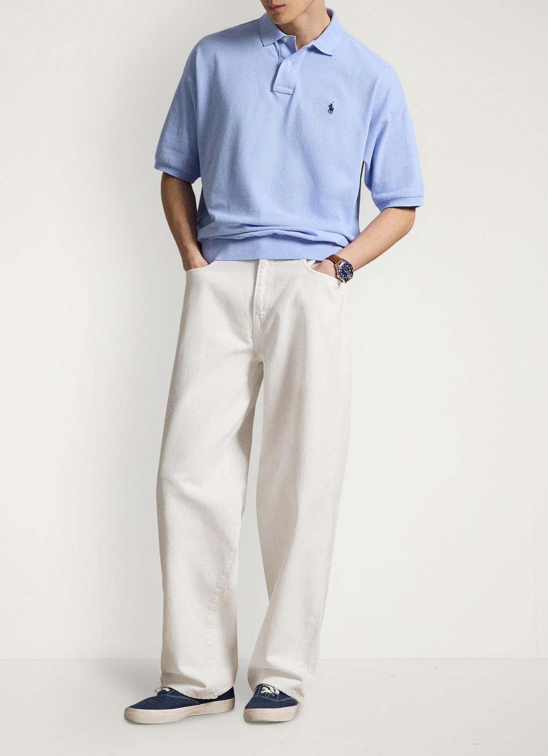 Ralph Lauren Relaxed fit polo met logo - voorkant 4 pebble blue / blauw
