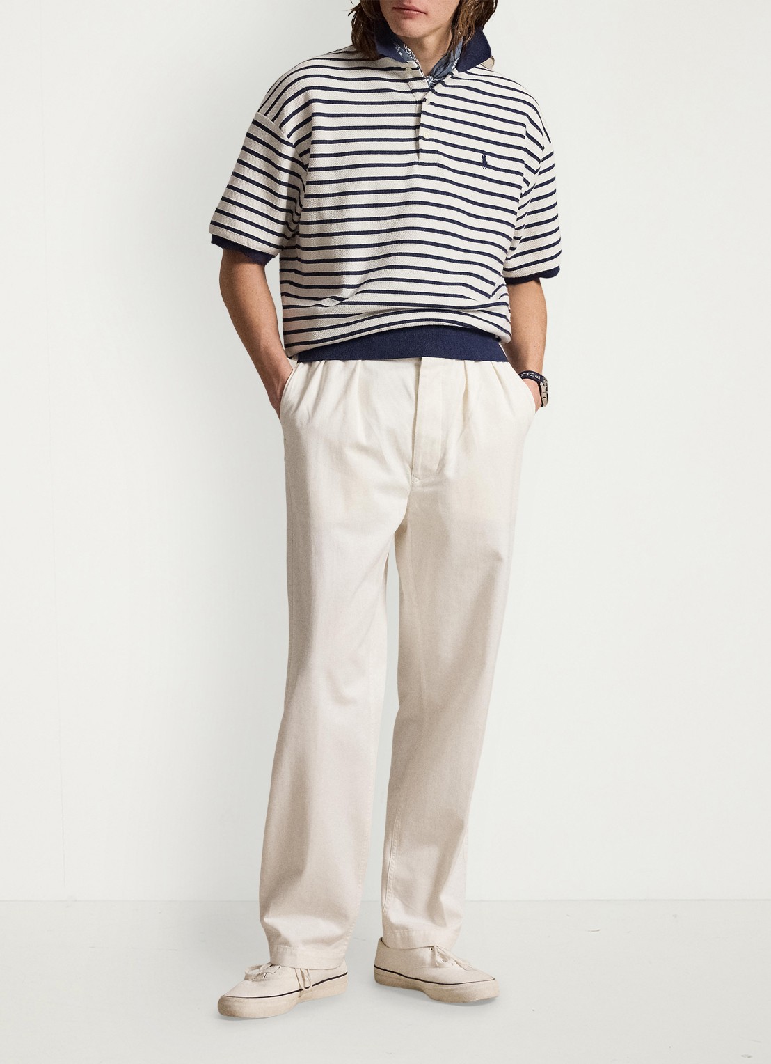 Ralph Lauren Relaxed fit polo met streepprint - voorkant 5 nevis/newport navy / donkerblauw