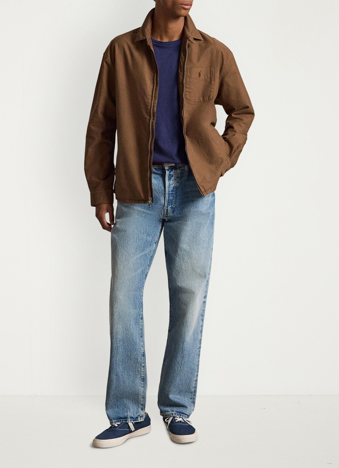 Ralph Lauren Relaxed Oxford overshirt met ritssluiting - detail 4 chestnut / lichtbruin