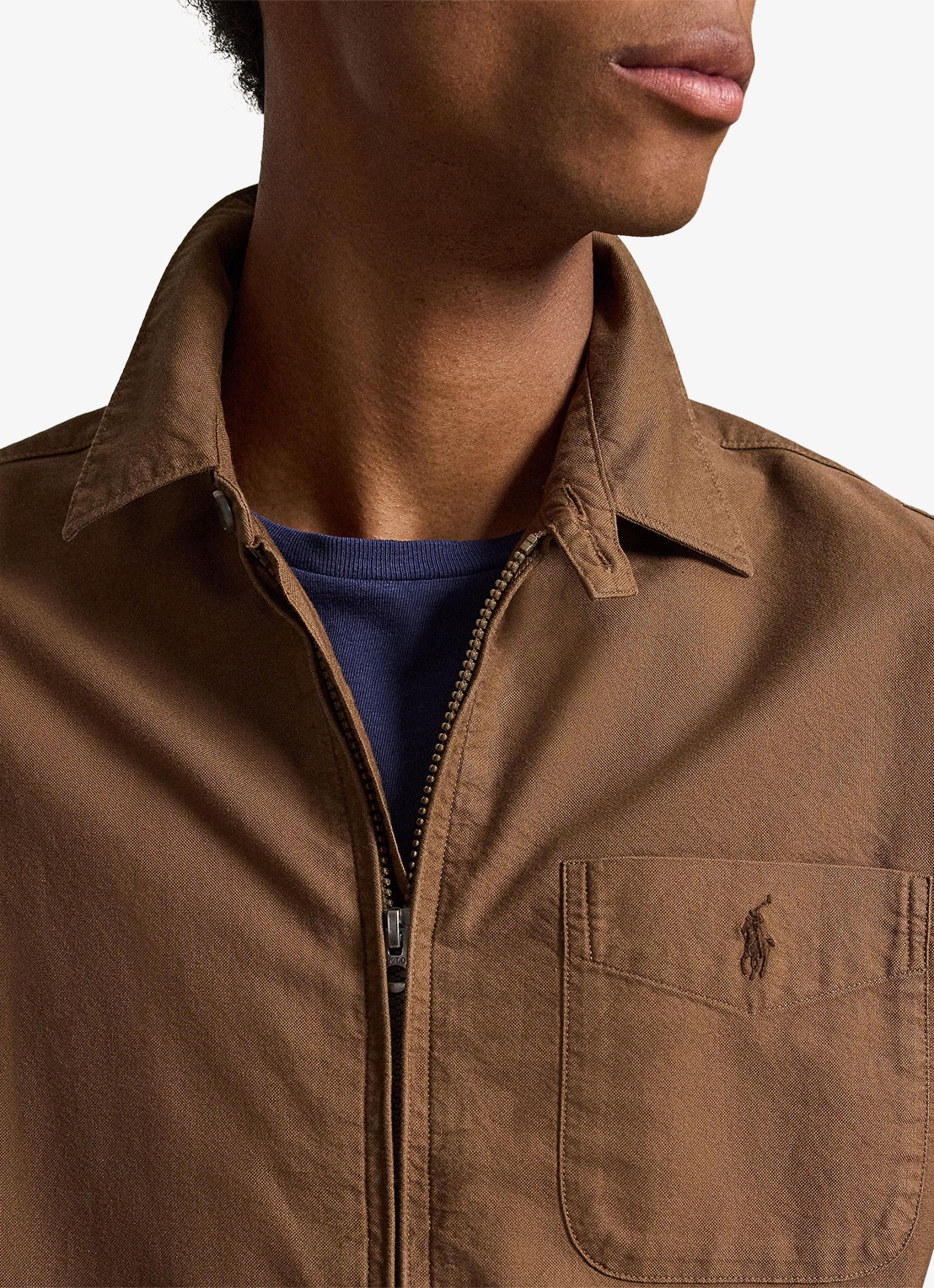 Ralph Lauren Relaxed Oxford overshirt met ritssluiting - detail 5 chestnut / lichtbruin