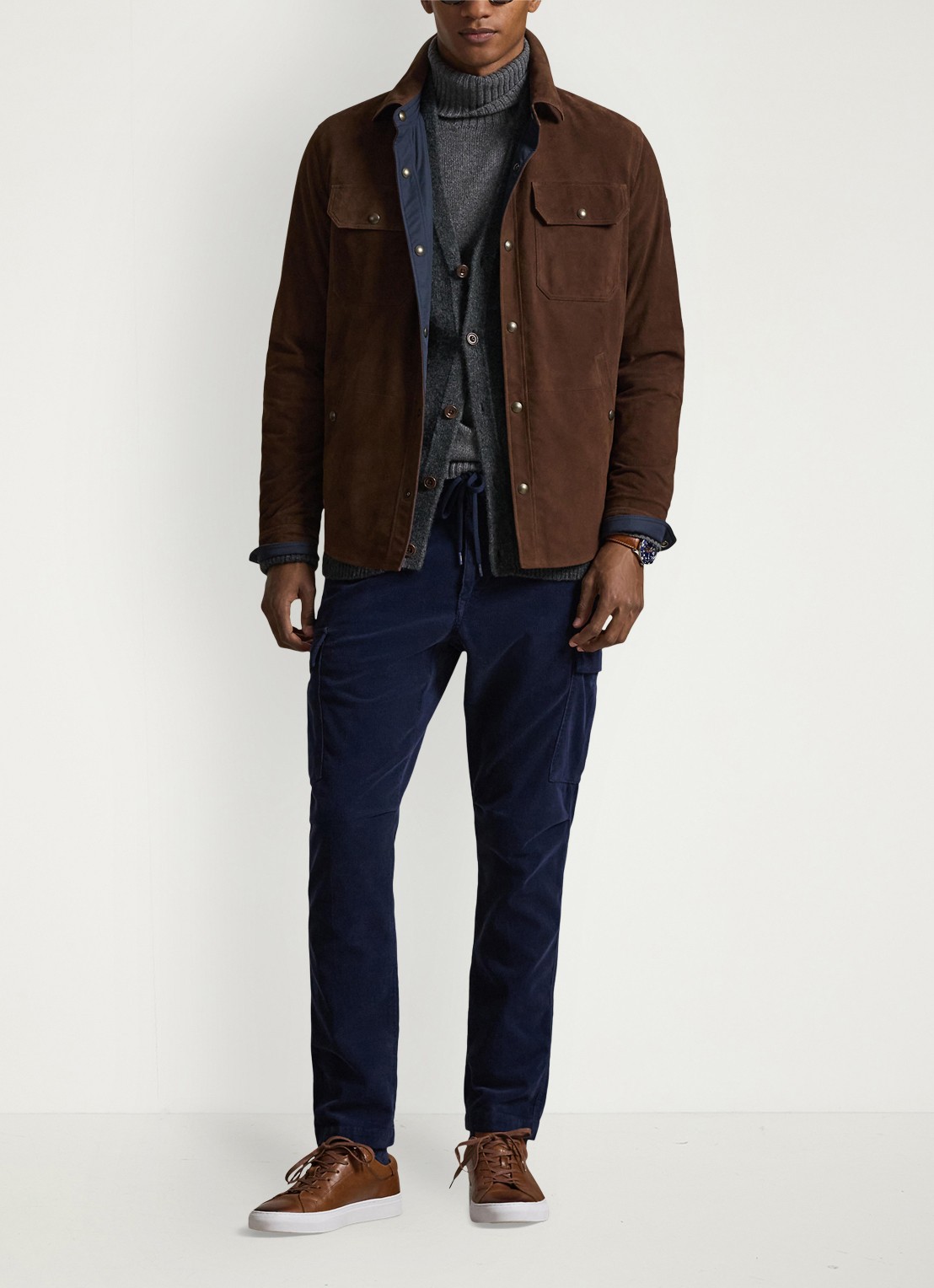 Ralph Lauren Reversible jack van suède - voorkant 3 bruin