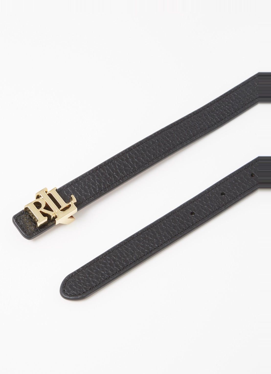 Ralph Lauren Reversible riem van leer met logo - voorkant 2 zwart
