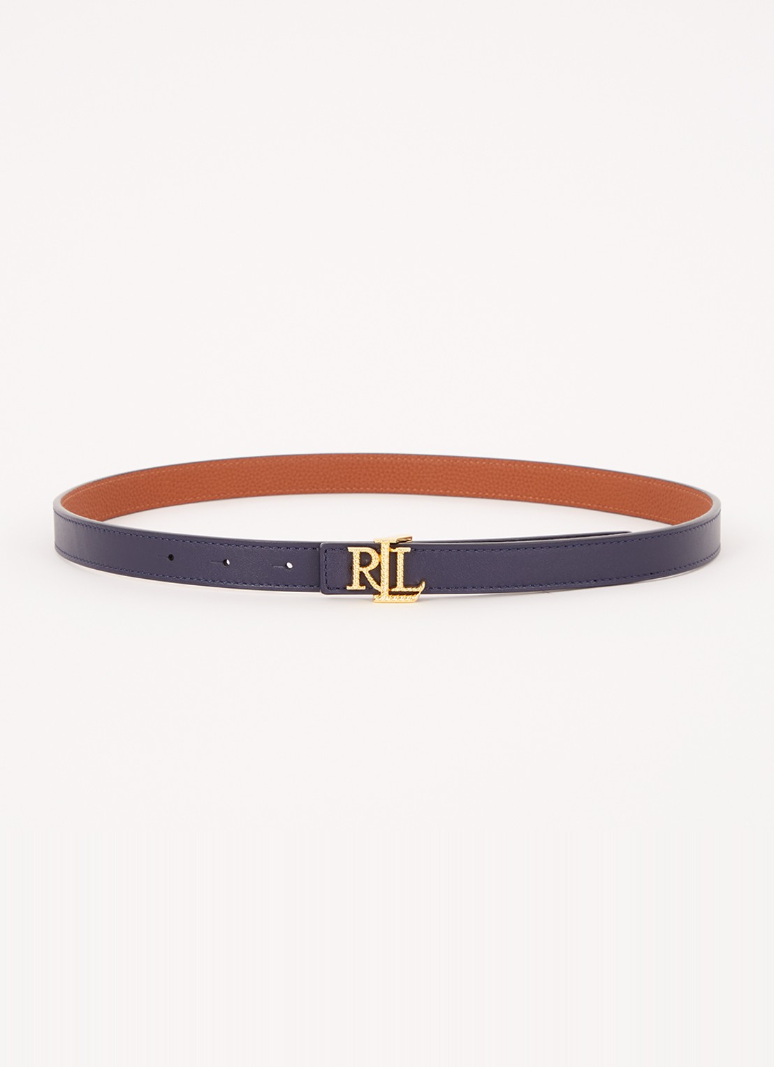 Ralph Lauren Reversible riem van leer met logo - voorkant 3 roodbruin