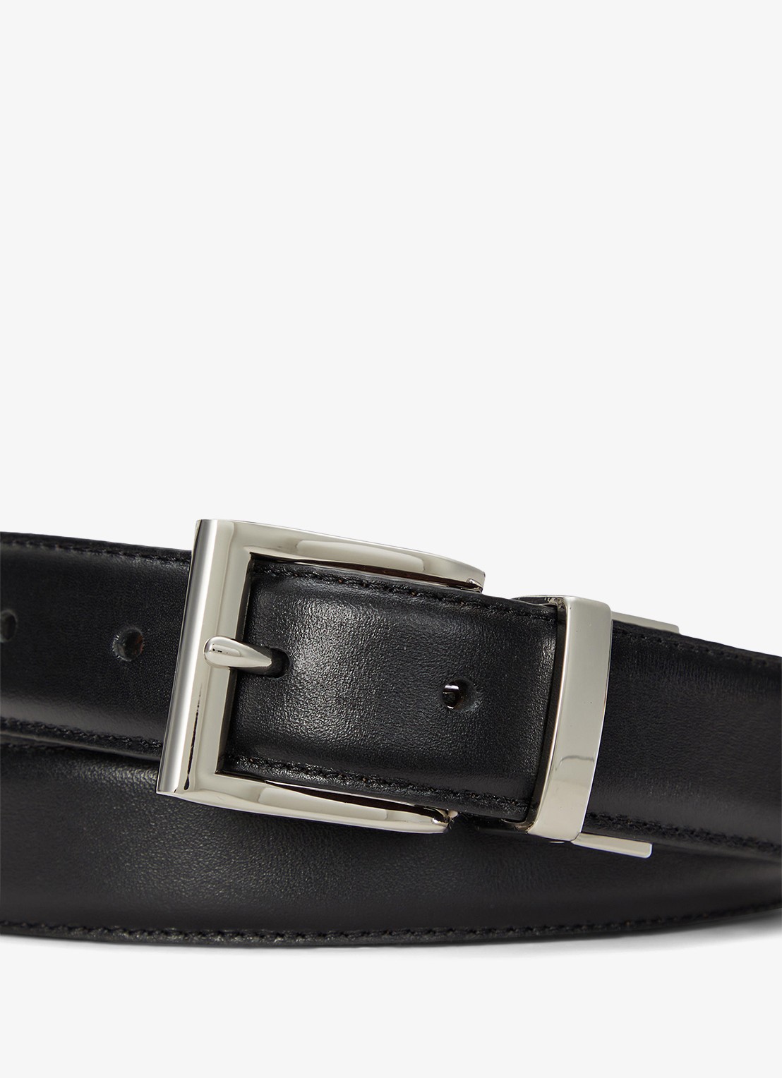 Ralph Lauren Reversible riem van leer - detail blk/brown / zwart