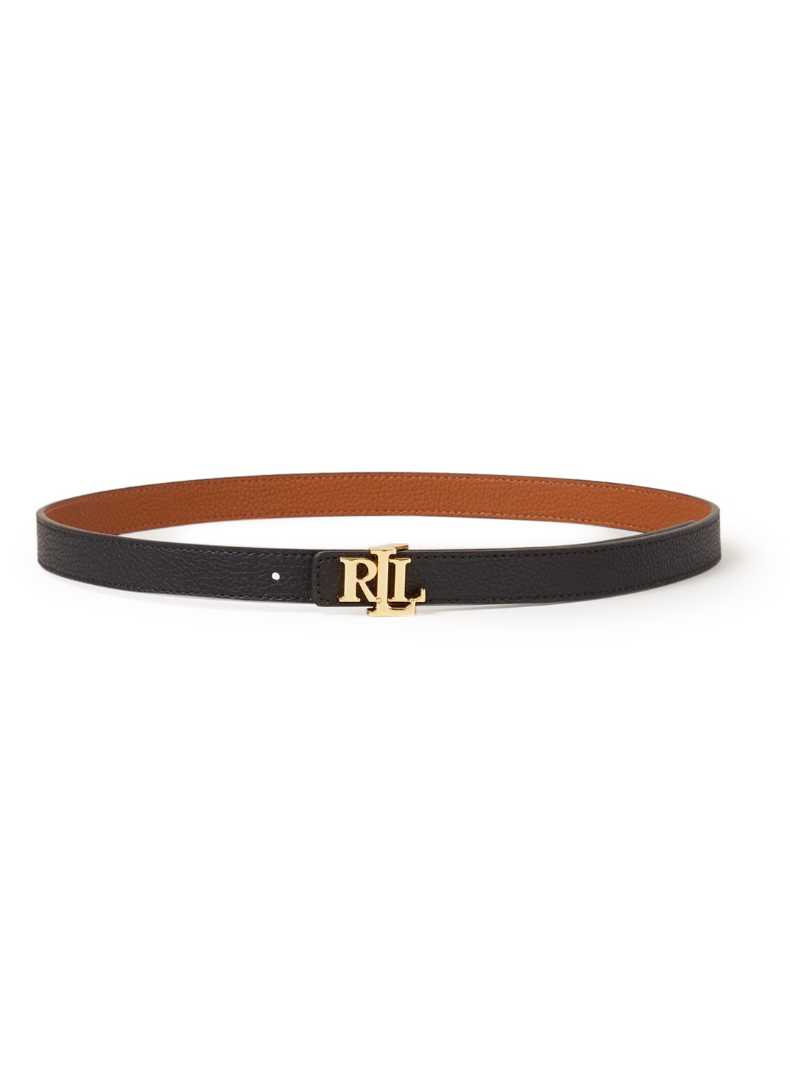 Ralph Lauren Reversible riem van leer - voorkant zwart