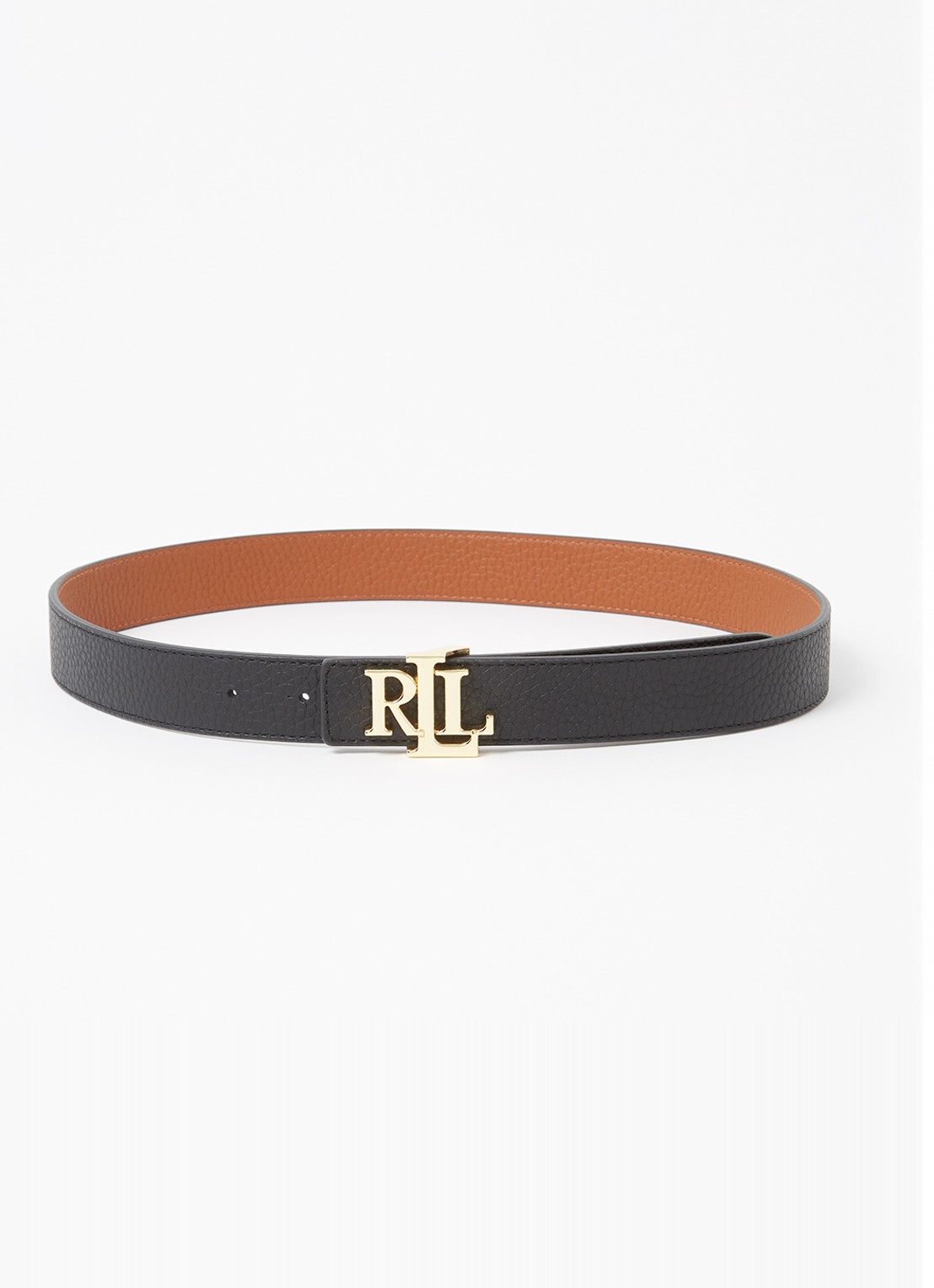 Ralph Lauren Reversible riem van leer - voorkant zwart