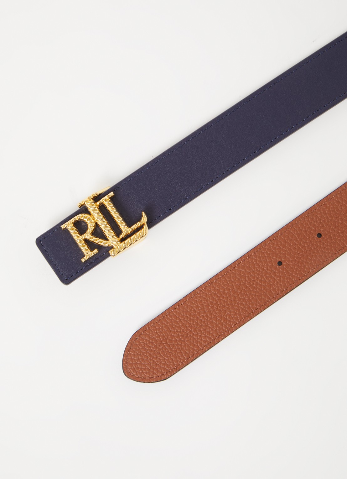 Ralph Lauren Reversible riem van leer - detail 2 donkerblauw