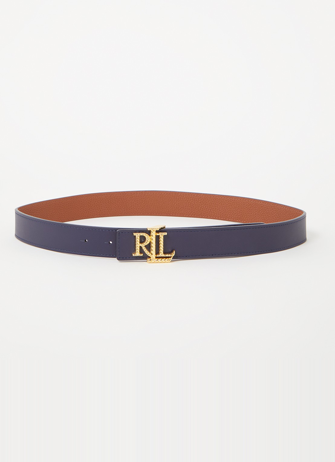 Ralph Lauren Reversible riem van leer - voorkant donkerblauw