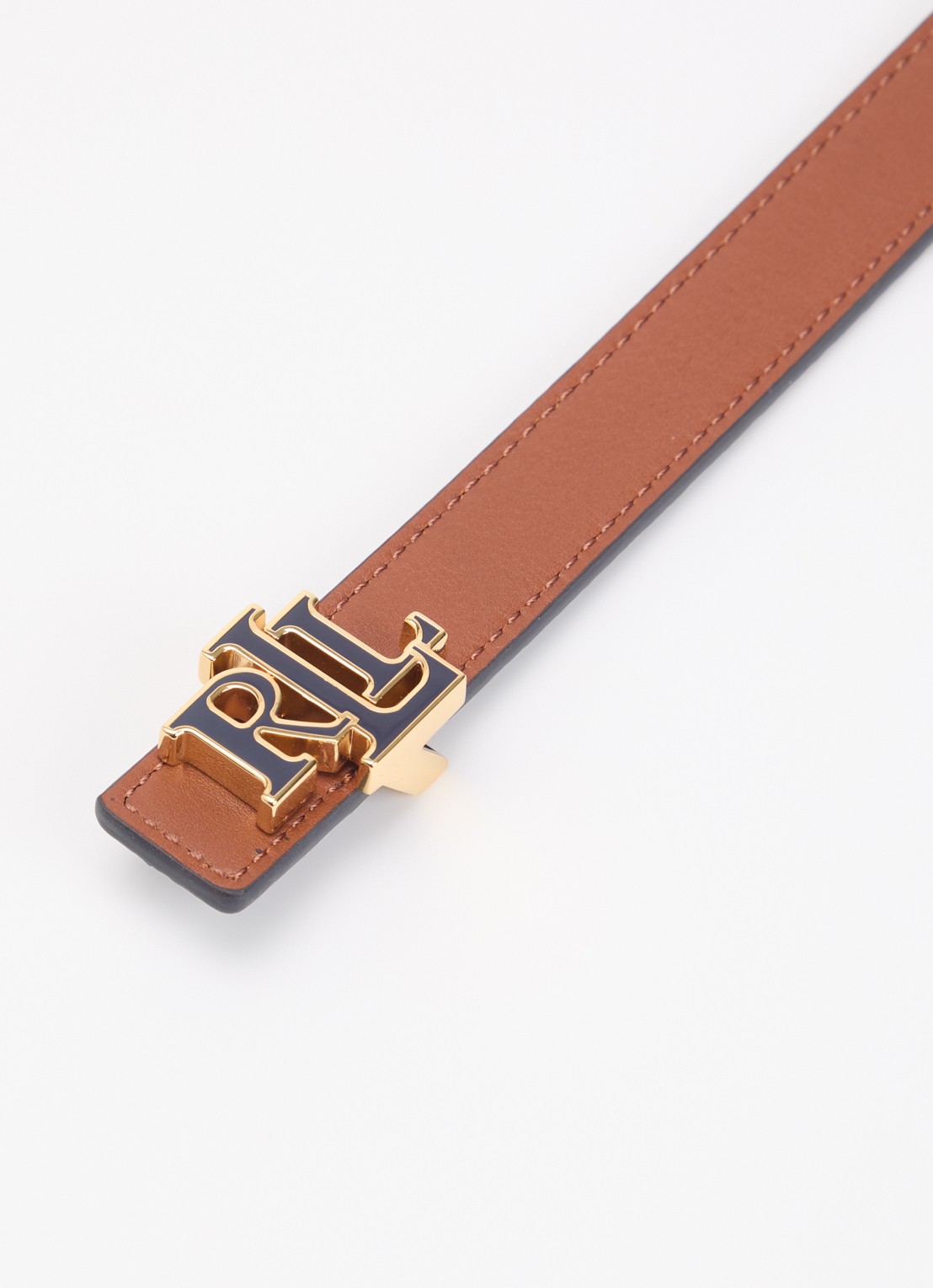 Ralph Lauren Reversible riem van leer - detail 3 donkerblauw