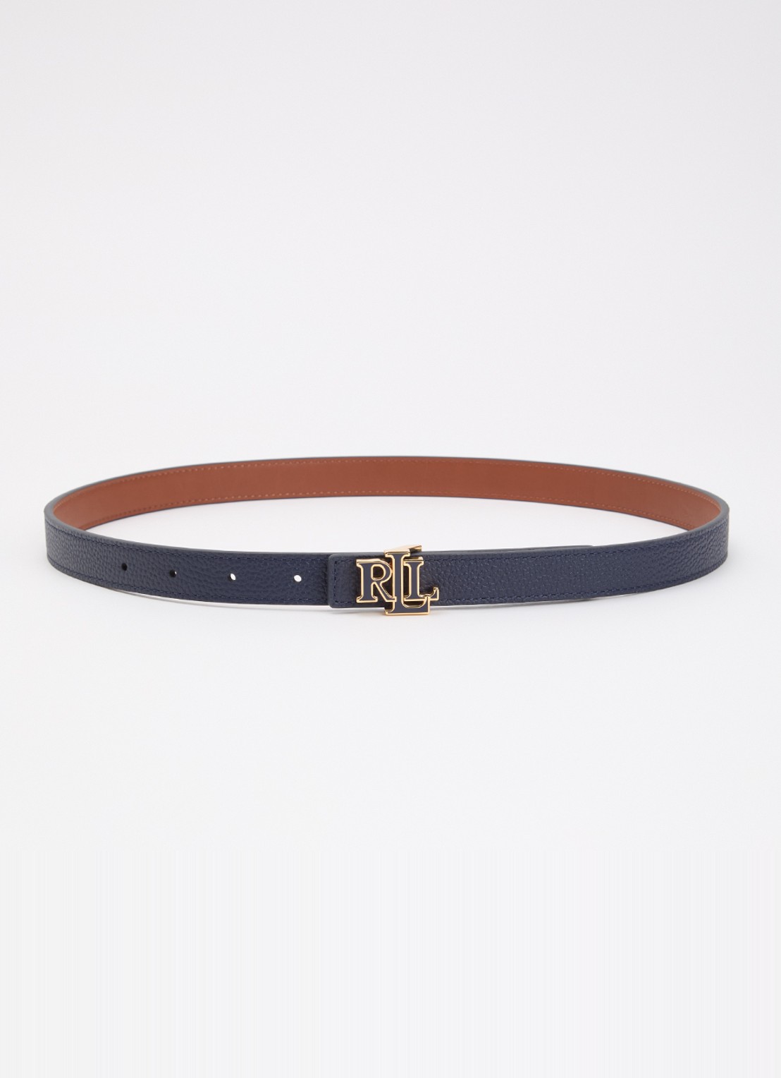Ralph Lauren Reversible riem van leer - voorkant donkerblauw