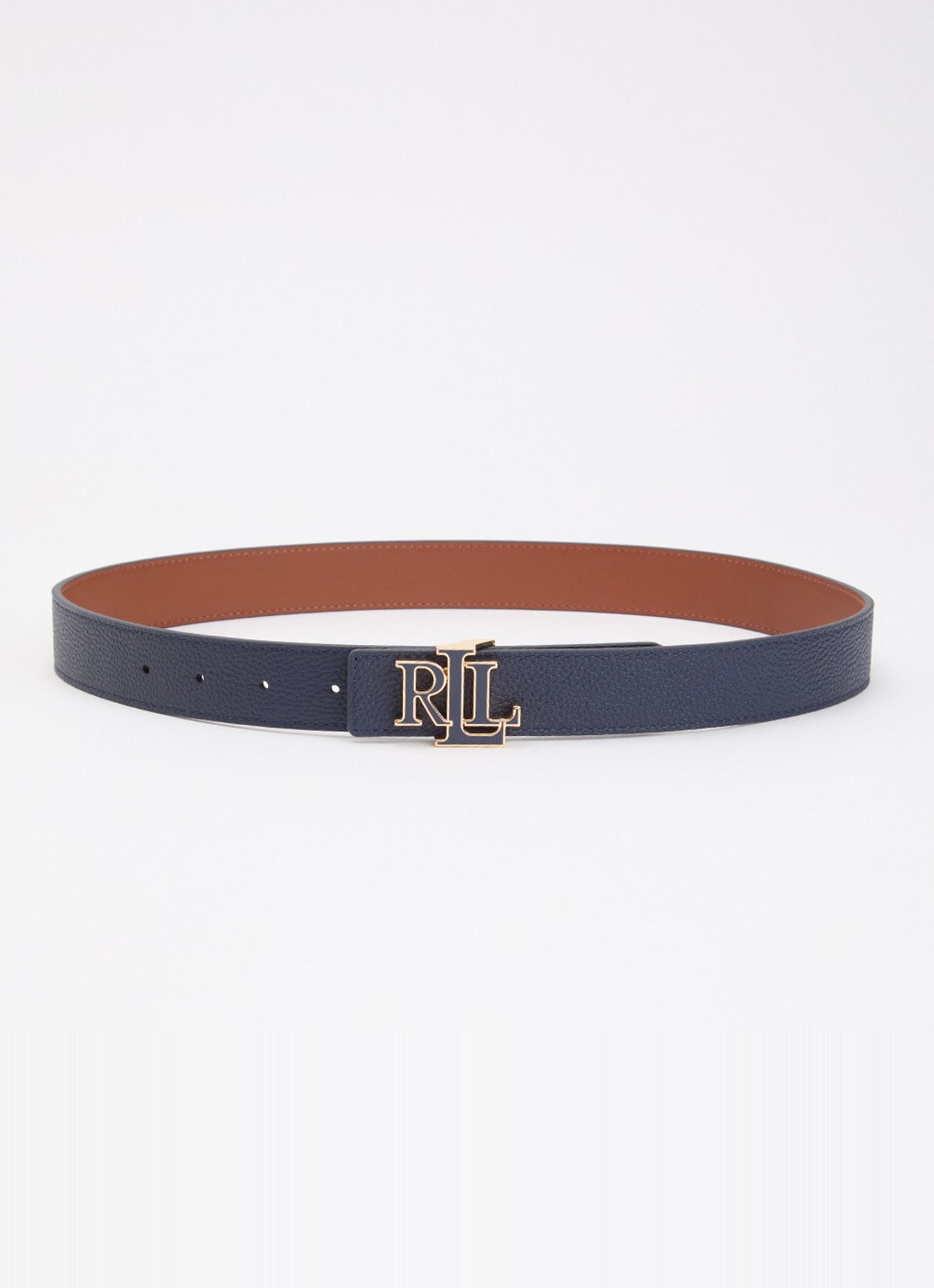Ralph Lauren Reversible riem van leer - voorkant donkerblauw