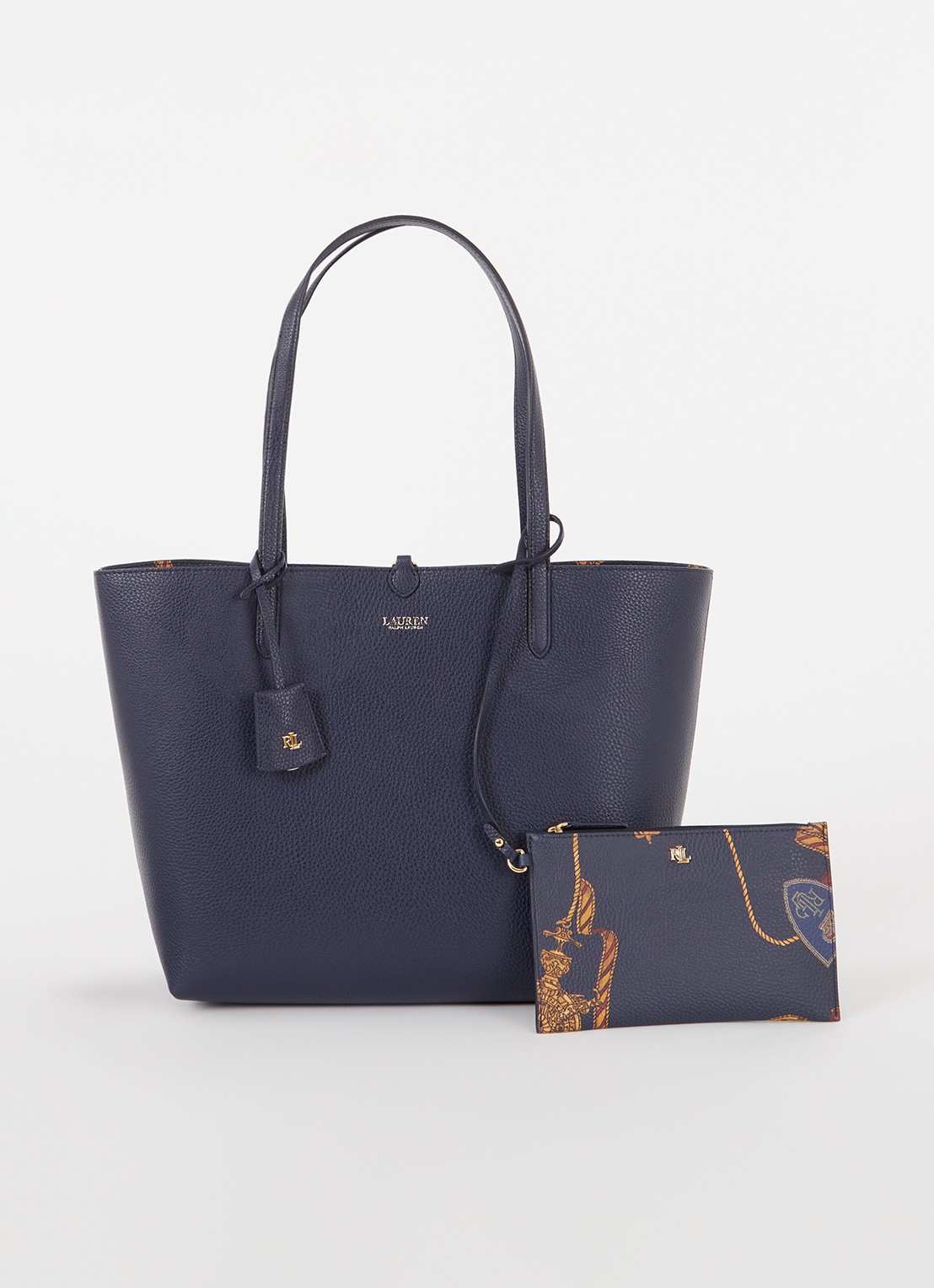 Ralph Lauren Reversible schoudertas met afneembaar etui - voorkant donkerblauw