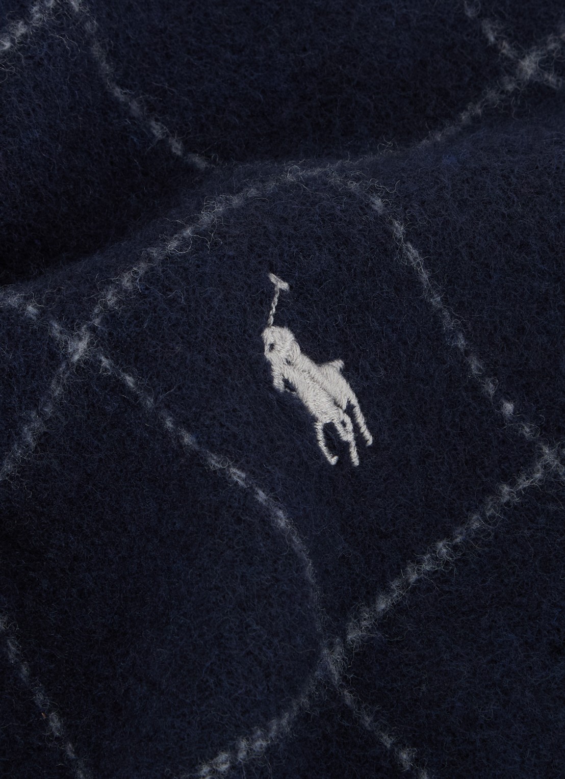 Ralph Lauren Reversible sjaal in wolblend 168 x 25 cm - detail 3 donkerblauw