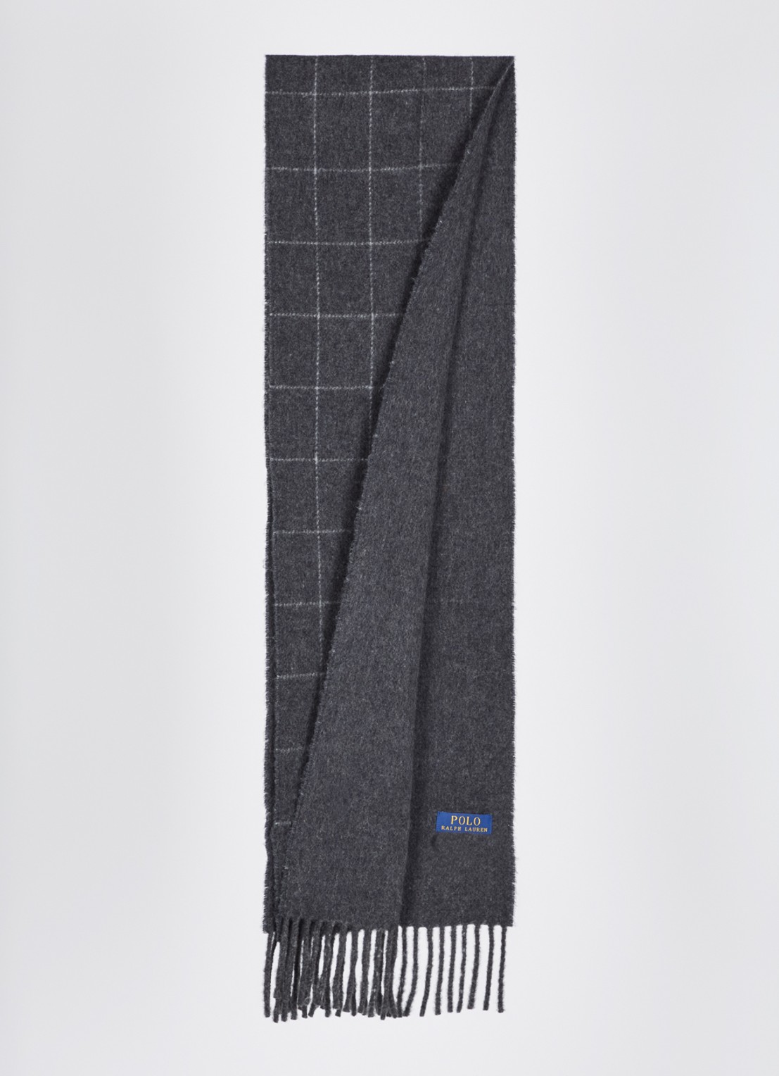 Ralph Lauren Reversible sjaal in wolblend 168 x 25 cm - detail 2 antraciet