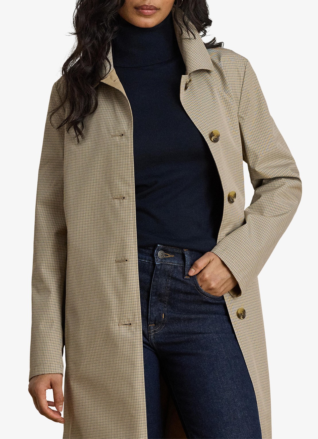 Ralph Lauren Reversible trenchcoat met ruitdessin - detail 4 brown mini check / beige