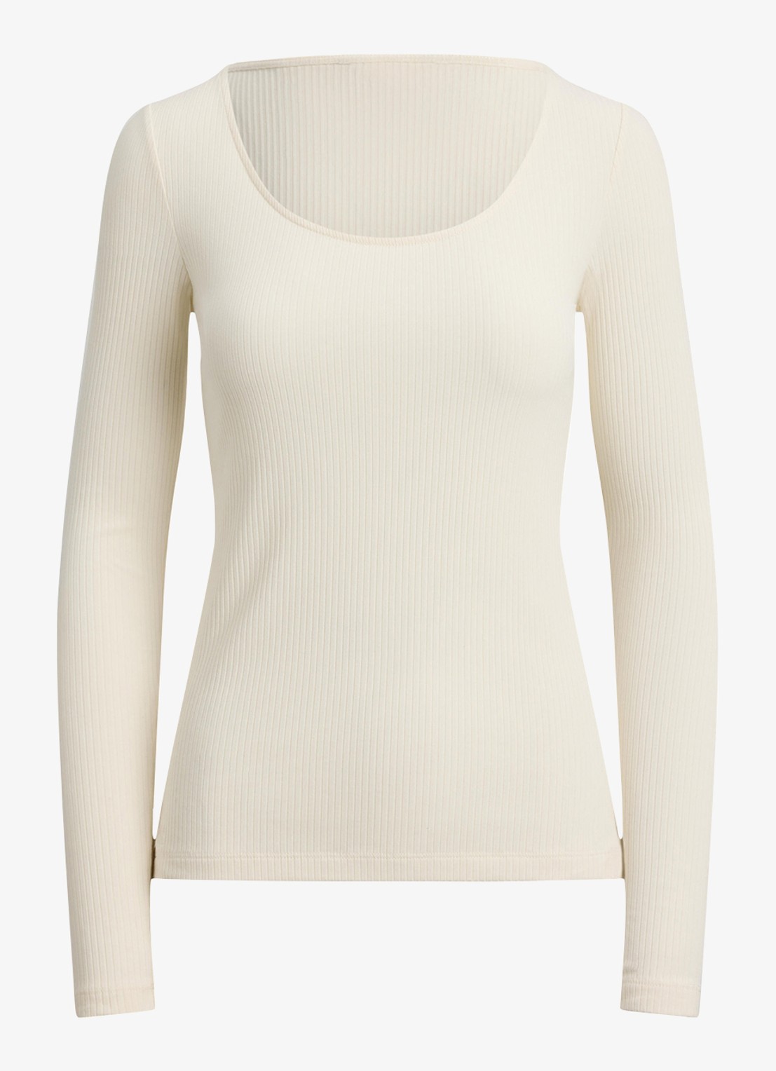 Ralph Lauren Ribgebreid longsleeve met ronde hals - voorkant 2 creme