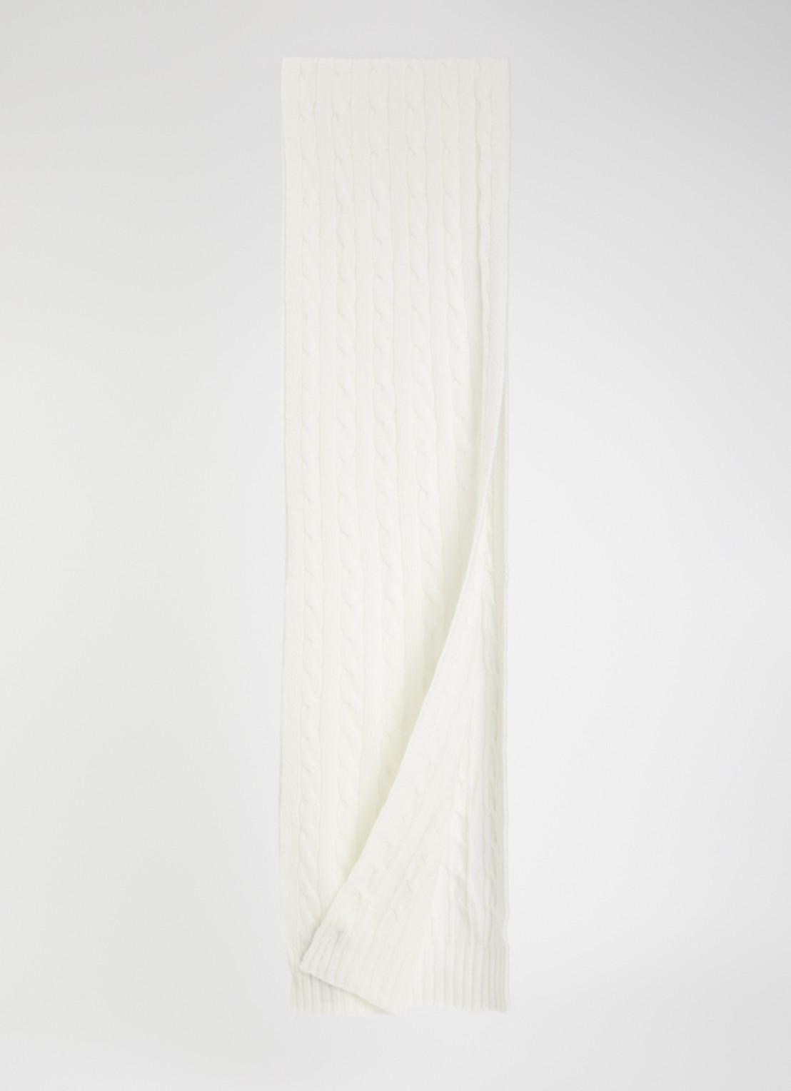 Ralph Lauren Ribgebreide sjaal in kasjmierblend 183 x 27 cm - detail 2 creme