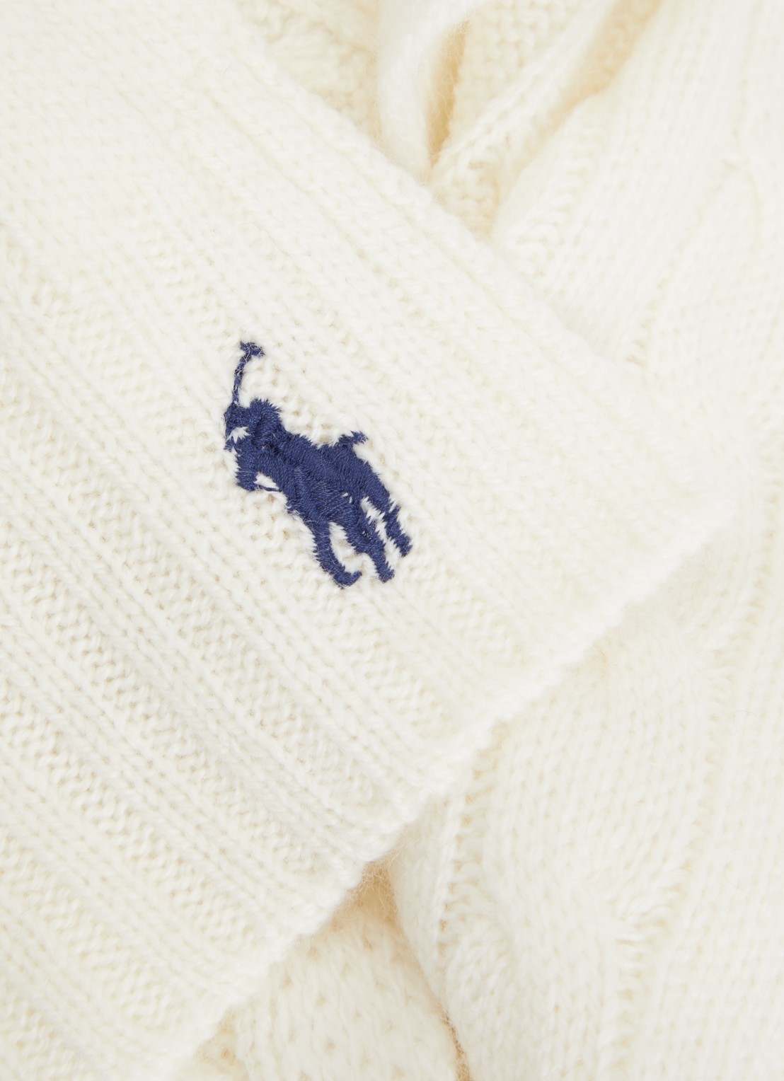 Ralph Lauren Ribgebreide sjaal in kasjmierblend 183 x 27 cm - detail 3 creme